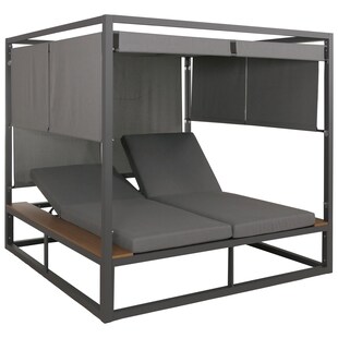 Aluminium Lounge-Gartenliege MCW-M63b, XL Sonnenliege Bali-Liege Daybed, 10cm-Polster ~ dunkelgrau Polster grau - Bild 1
