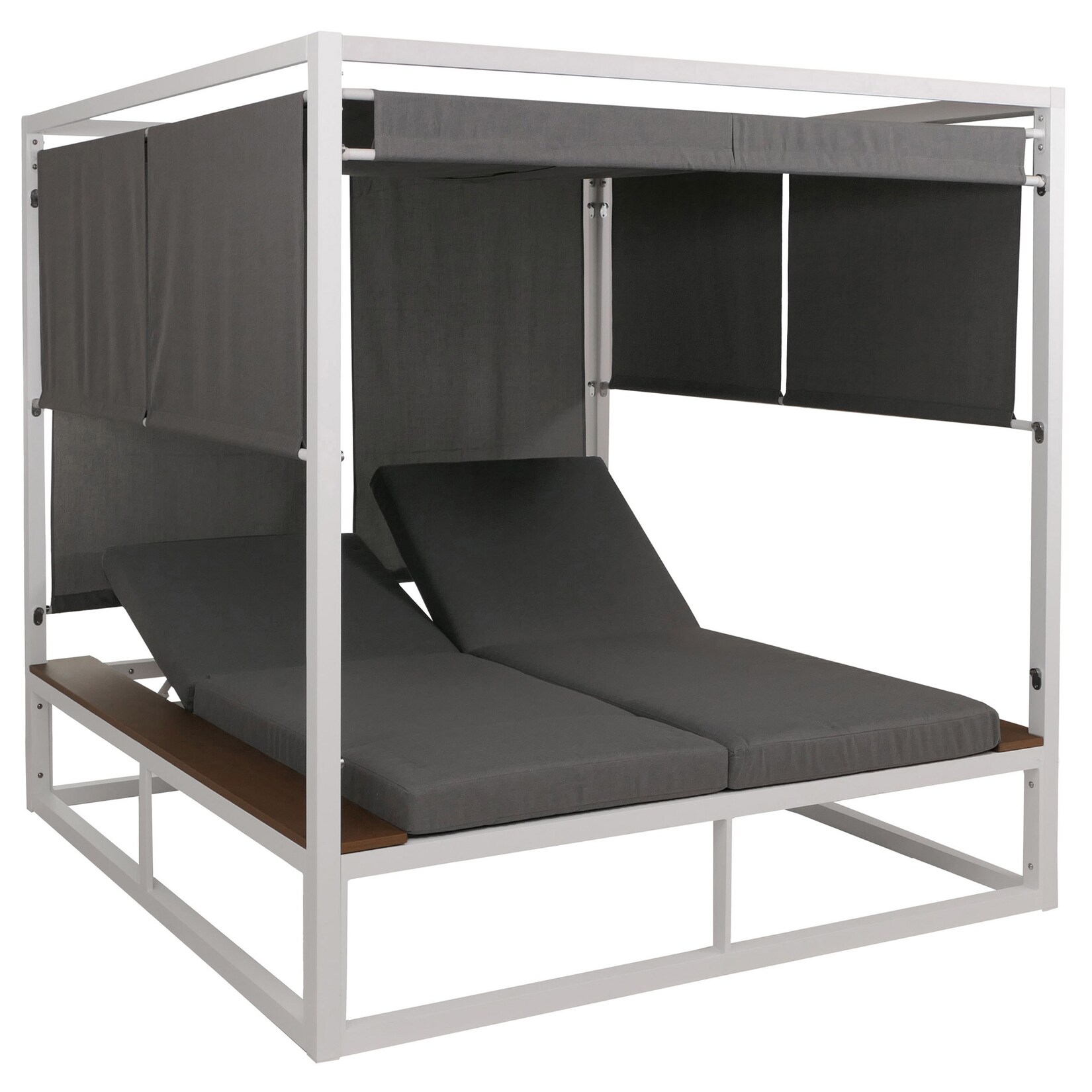 Aluminium Lounge-Gartenliege MCW-M63b, XL Sonnenliege Daybed, 10cm-Polster 200cm ~ weiß Polster grau