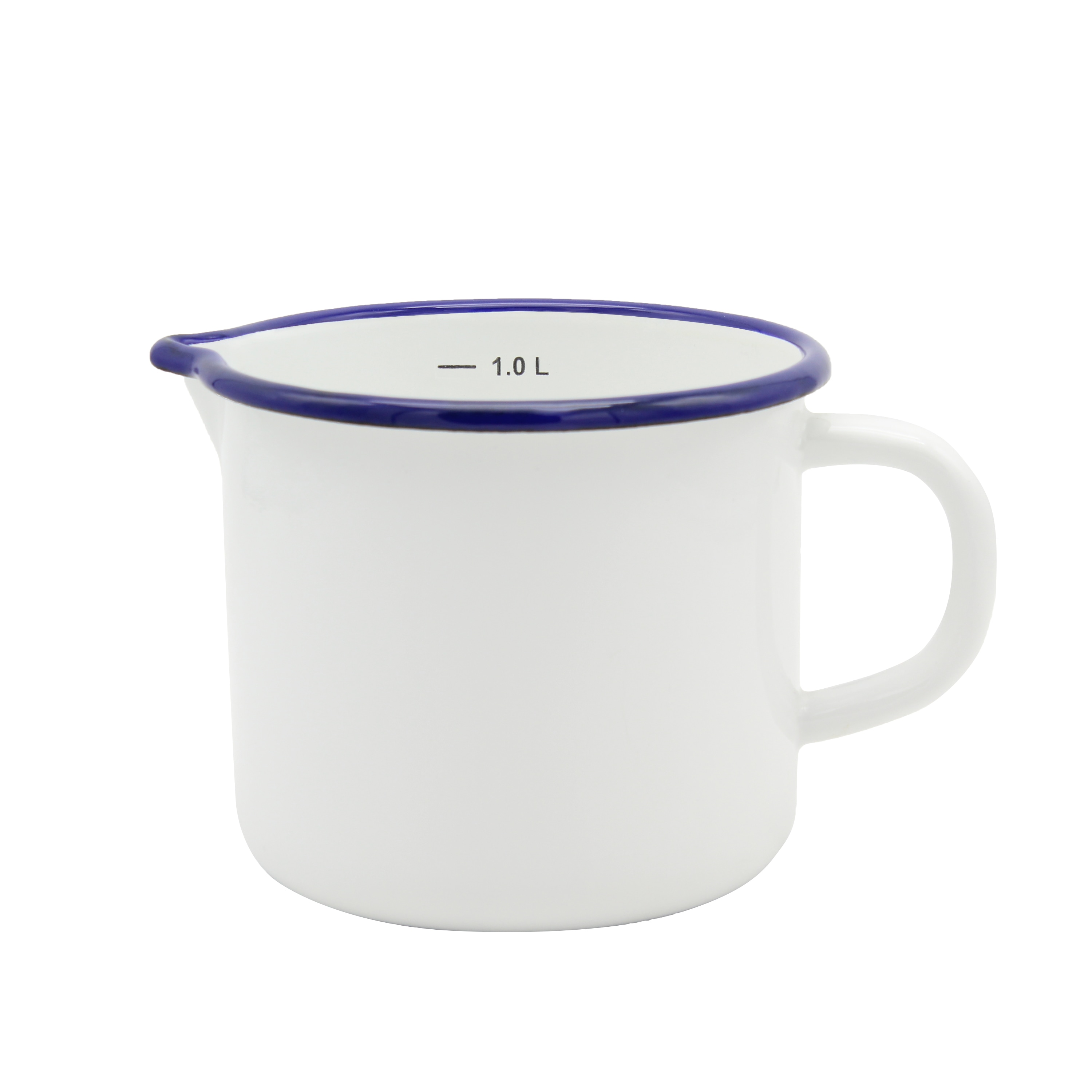 Milchtopf wei&szlig; mit blauem Rand - Bild 1