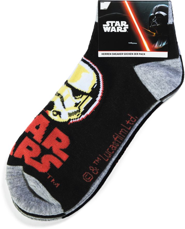 M&auml;nner Sneaker Socken Lizenz 3er Pack Star Wars 39/42, grau/schwarz - Bild 1