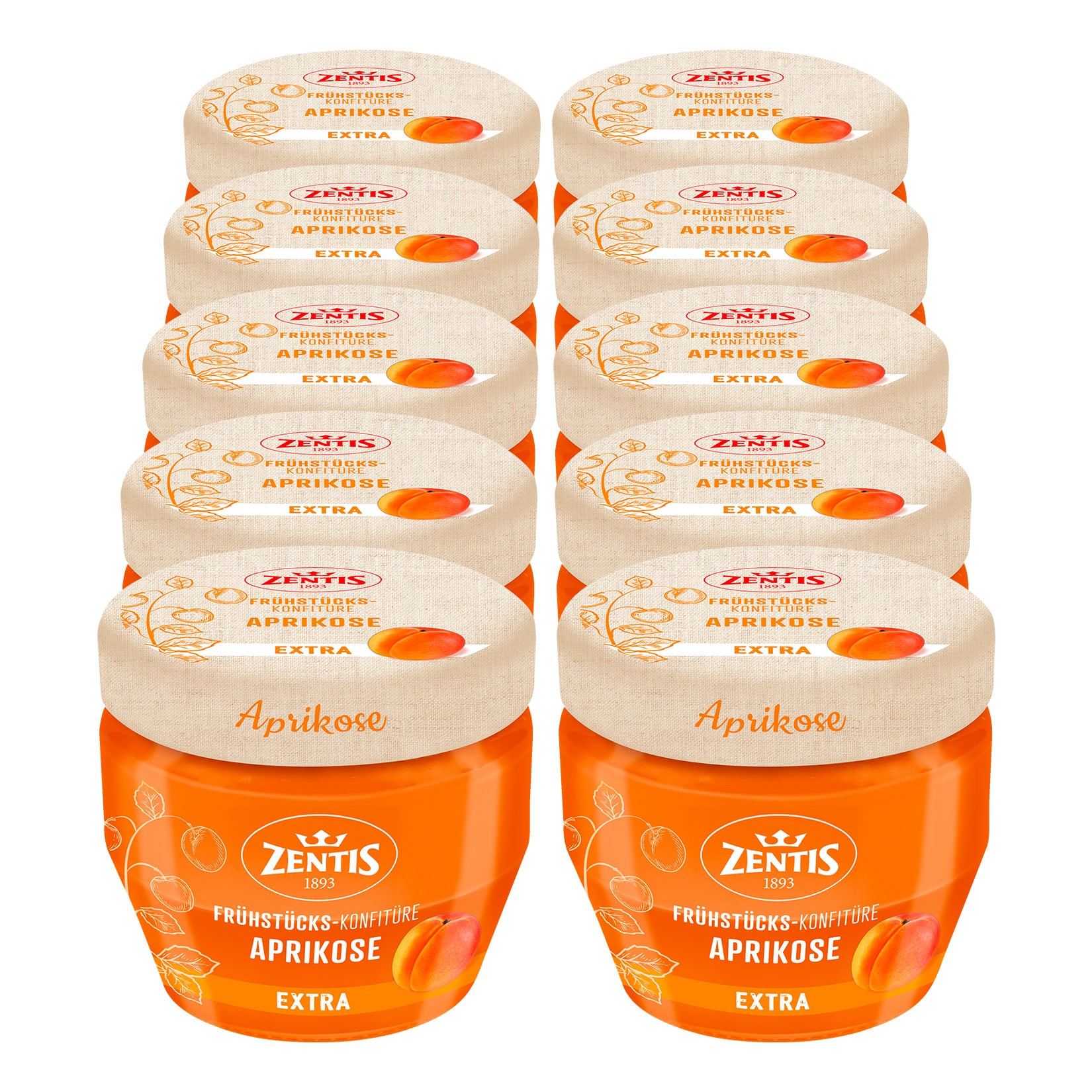 Zentis Fr&uuml;hst&uuml;cks-Konfit&uuml;re Aprikose 230 g, 10er Pack - Bild 1
