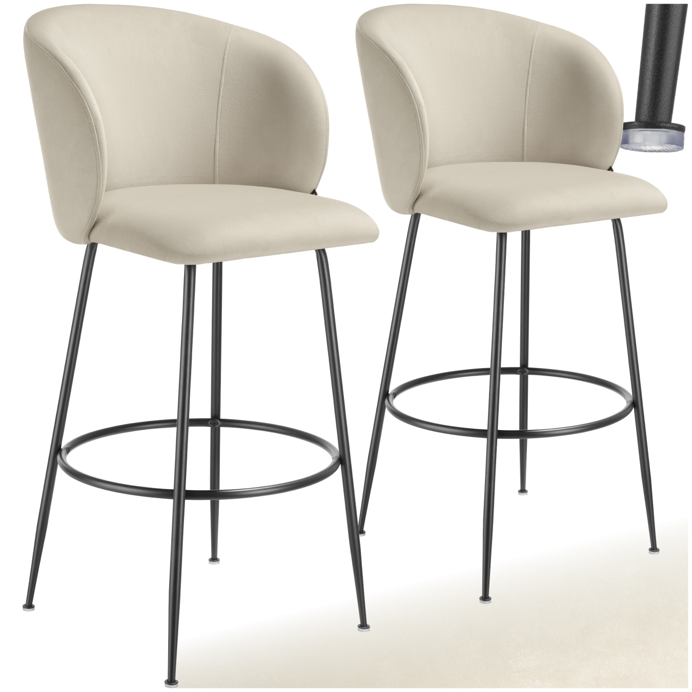 tectake&reg; Barstuhl, in Samtoptik, gepolstert, schlanke, robuste Stahlbeine, 51 x 60 x 106 cm, Belastbarkeit 120 kg - Bild 1