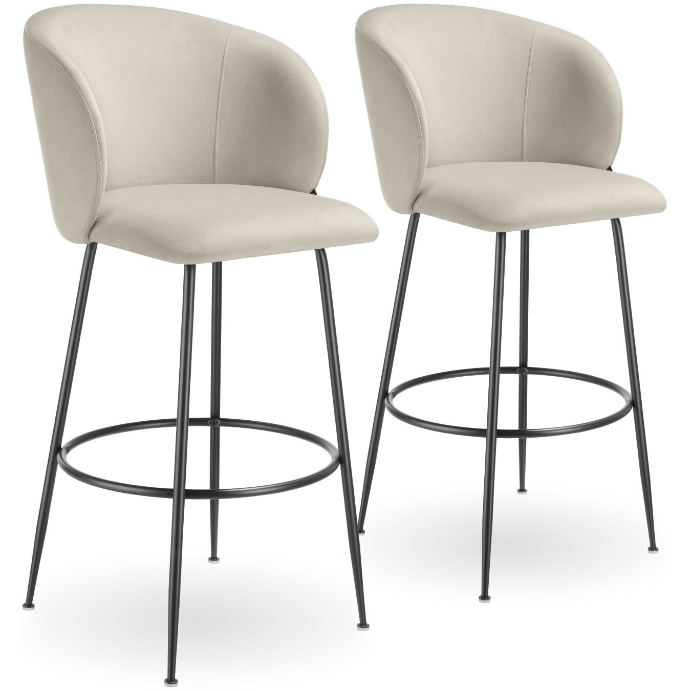 tectake® Barstuhl, in Samtoptik, gepolstert, schlanke, robuste Stahlbeine, 51 x 60 x 106 cm, Belastbarkeit 120 kg