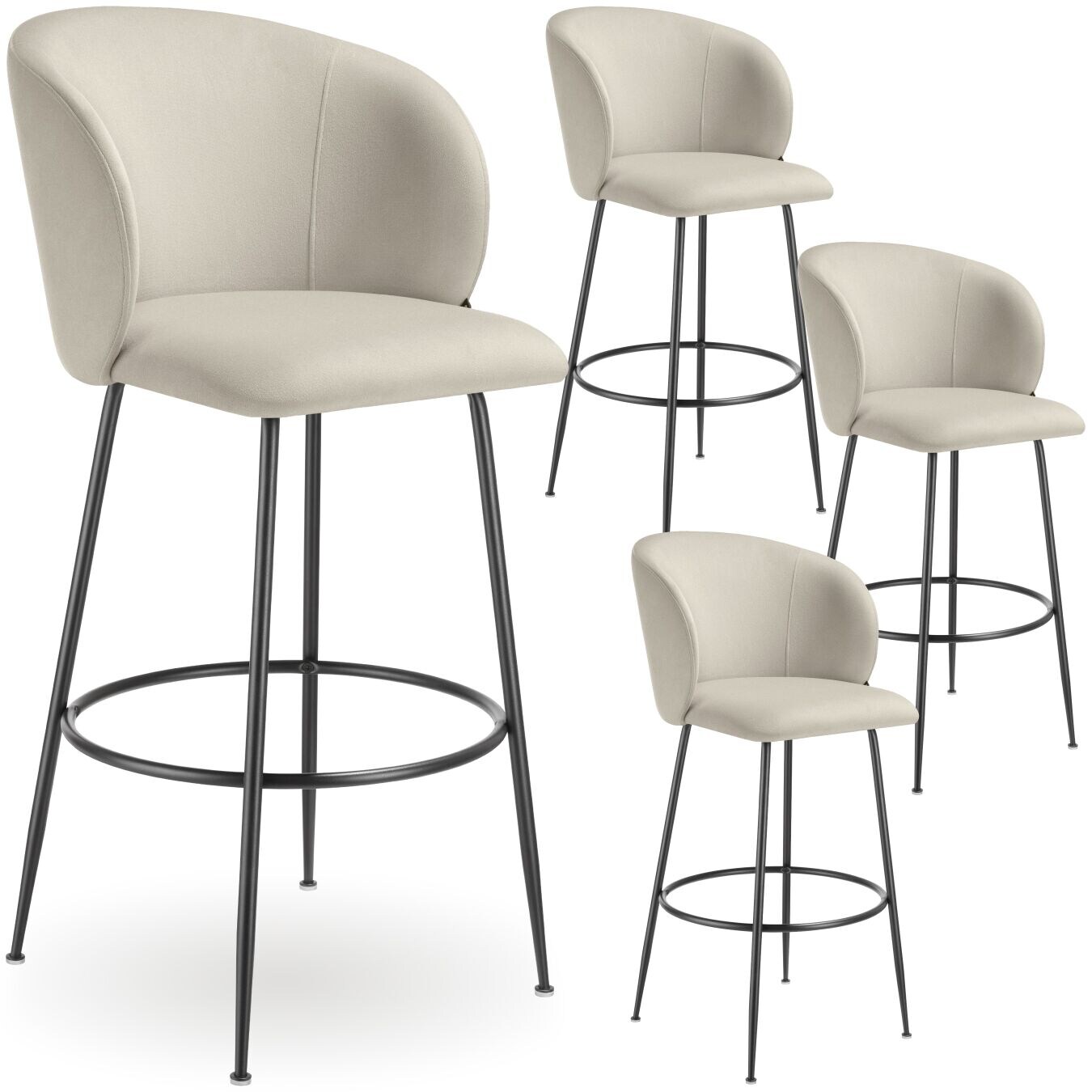 tectake® Barstuhl, in Samtoptik, gepolstert, schlanke, robuste Stahlbeine, 51 x 60 x 106 cm, Belastbarkeit 120 kg
