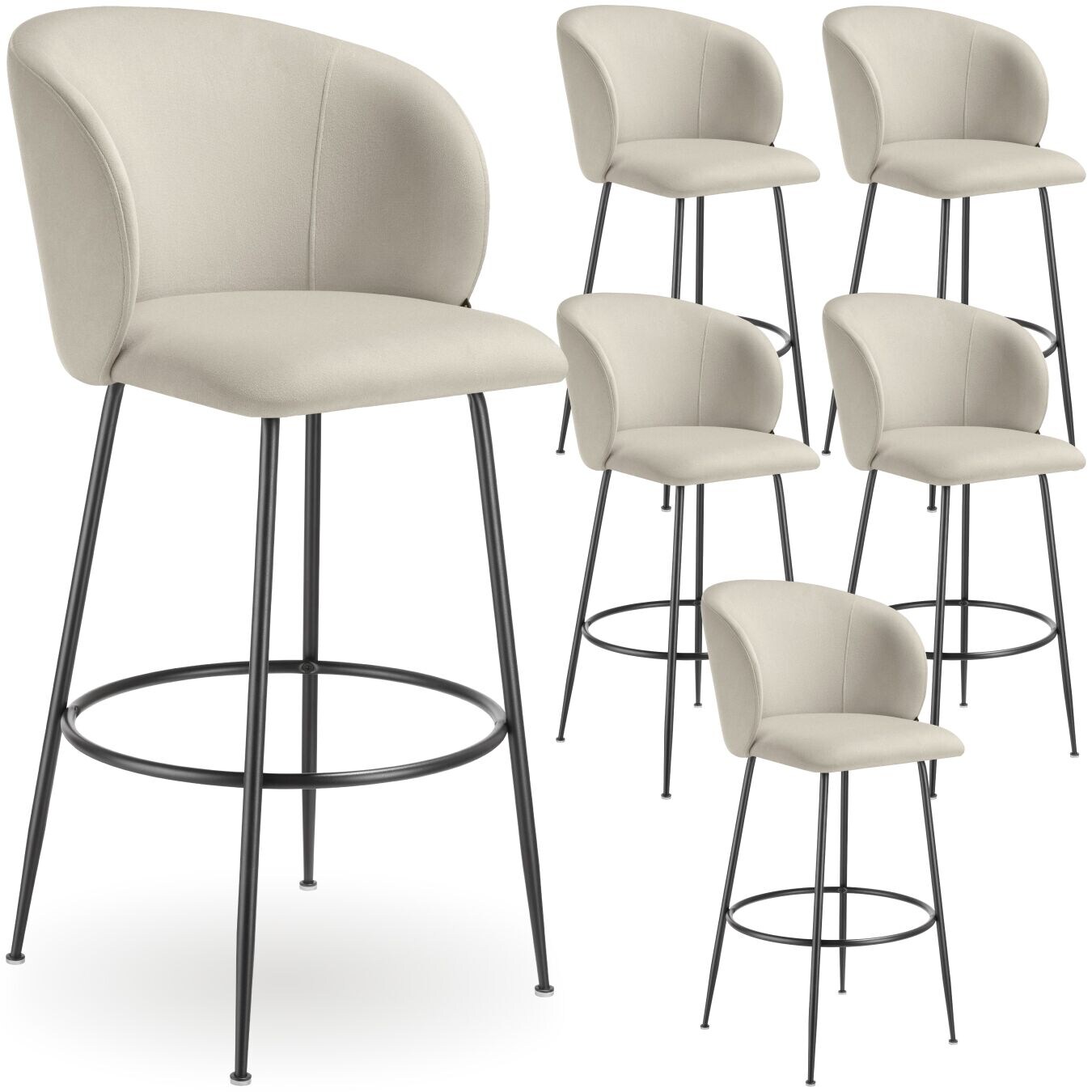 tectake® Barstuhl, in Samtoptik, gepolstert, schlanke, robuste Stahlbeine, 51 x 60 x 106 cm, Belastbarkeit 120 kg