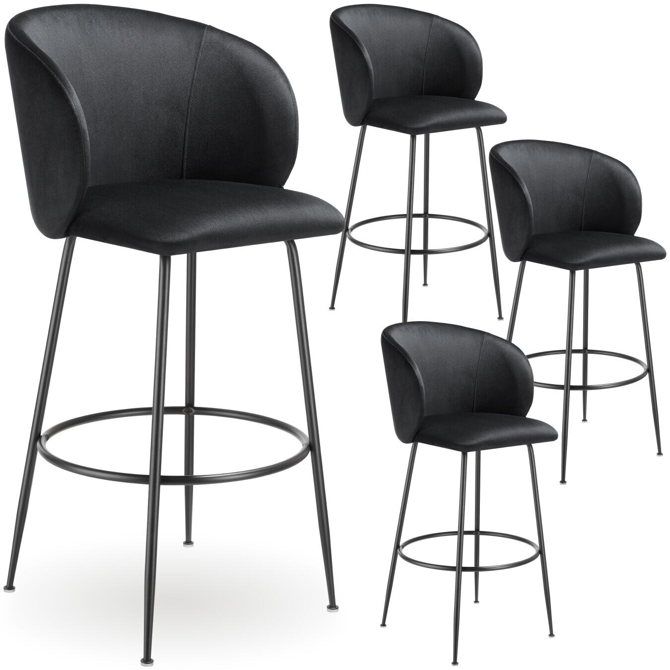 tectake® Barstuhl, in Samtoptik, gepolstert, schlanke, robuste Stahlbeine, 51 x 60 x 106 cm, Belastbarkeit 120 kg