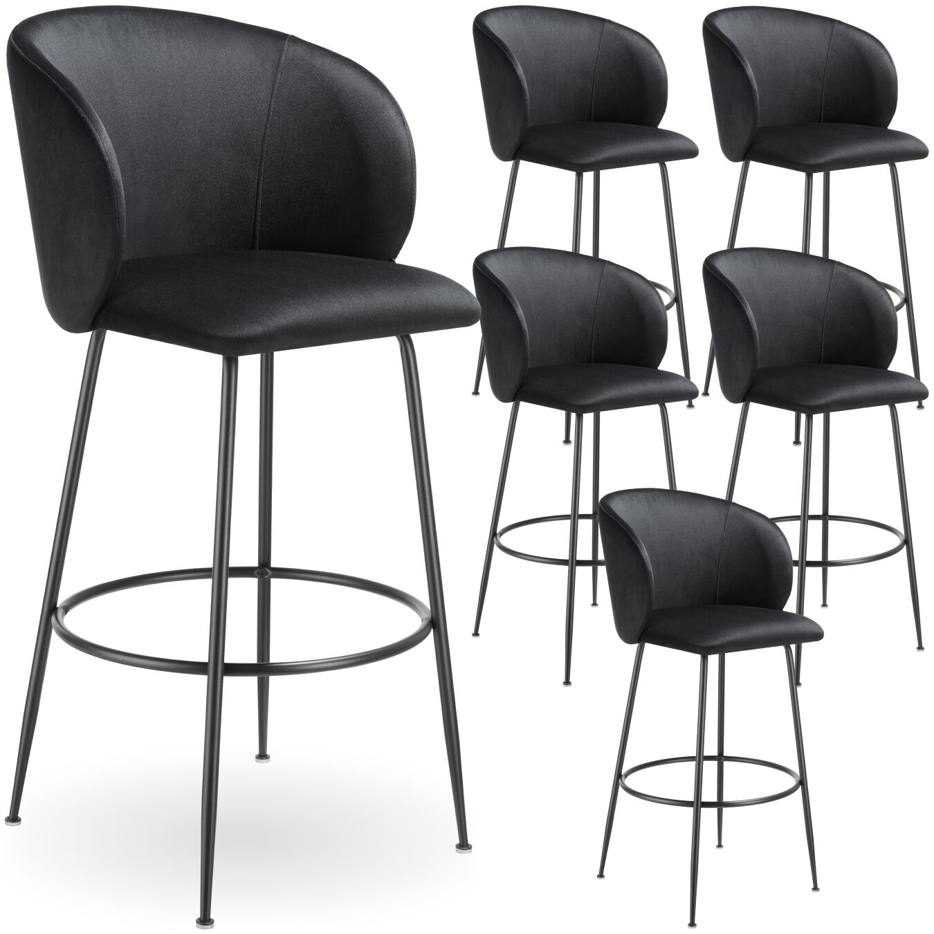 tectake&reg; Barstuhl, in Samtoptik, gepolstert, schlanke, robuste Stahlbeine, 51 x 60 x 106 cm, Belastbarkeit 120 kg - Bild 1