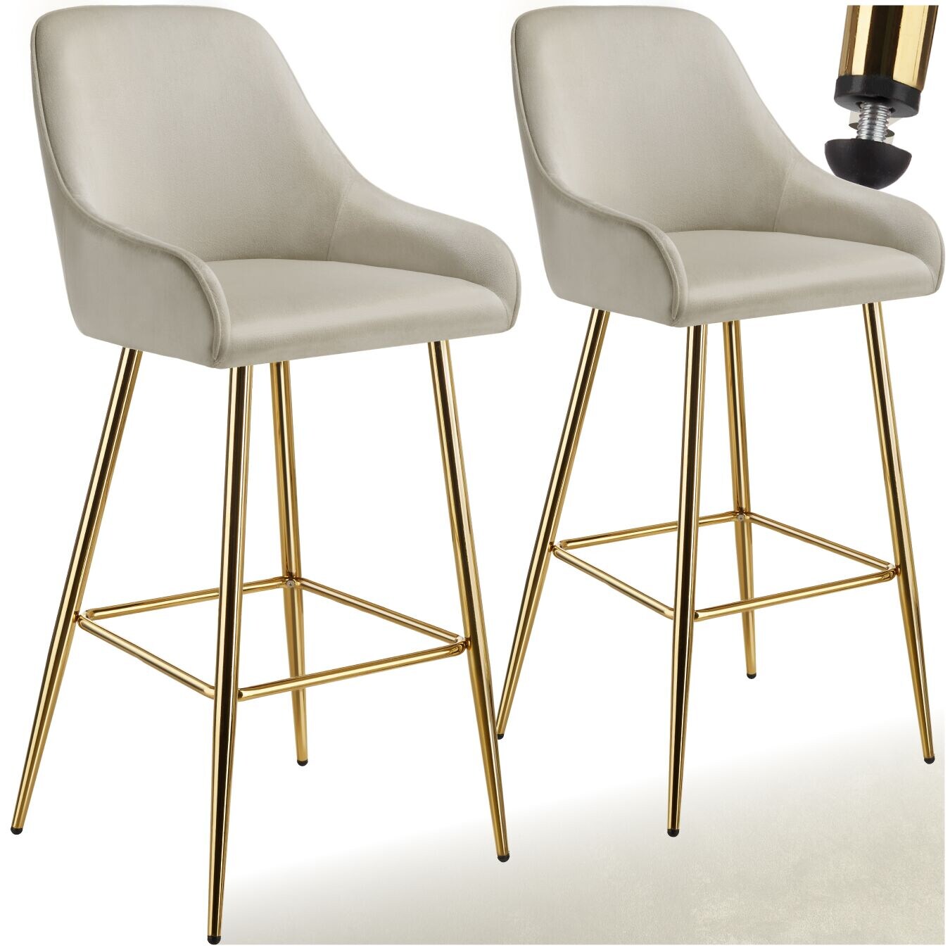 tectake® Barstuhl, in Samtoptik, gepolstert, schlanke, robuste Stahlbeine, 48,5 x 57 x 108 cm, Belastbarkeit 120 kg