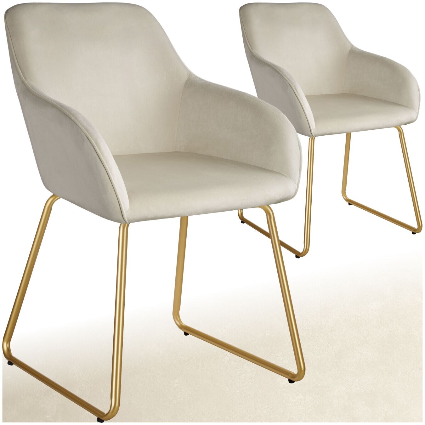 tectake® Esszimmerstuhl, gepolstert, in Samtoptik, durchgehende Lehne, 57 x 61 x 85,5 cm, Belastbarkeit 120 kg