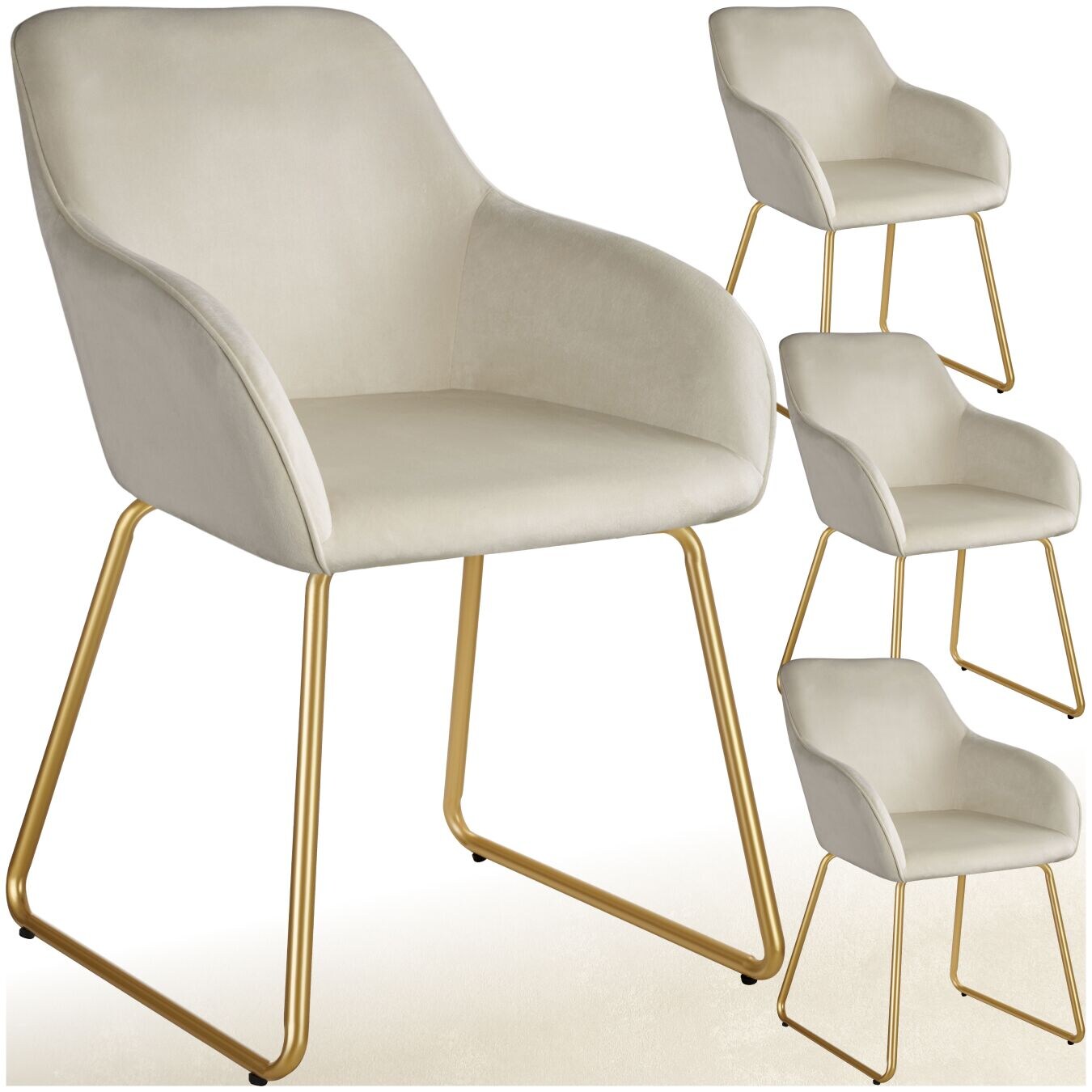 tectake® Esszimmerstuhl, gepolstert, in Samtoptik, durchgehende Lehne, 57 x 61 x 85,5 cm, Belastbarkeit 120 kg