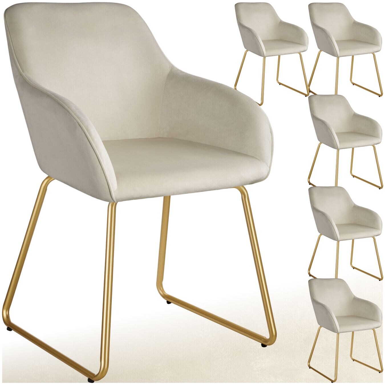 tectake® Esszimmerstuhl, gepolstert, in Samtoptik, durchgehende Lehne, 57 x 61 x 85,5 cm, Belastbarkeit 120 kg