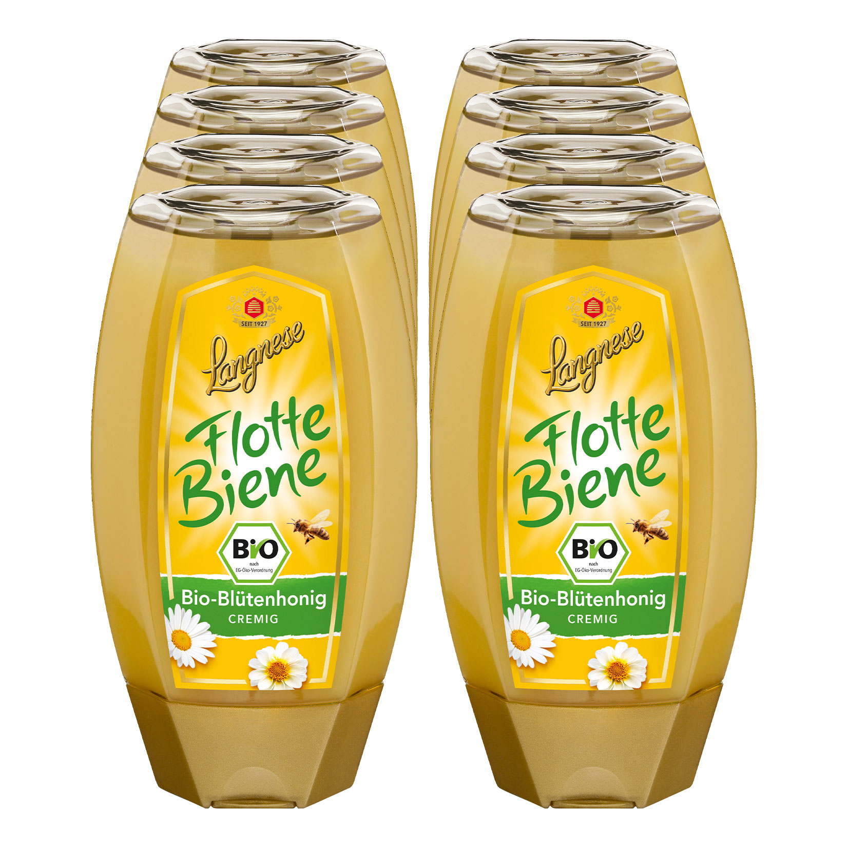 Langnese Flotte Biene Bio-Bl&uuml;tenhonig cremig 250 g, 8er Pack - Bild 1