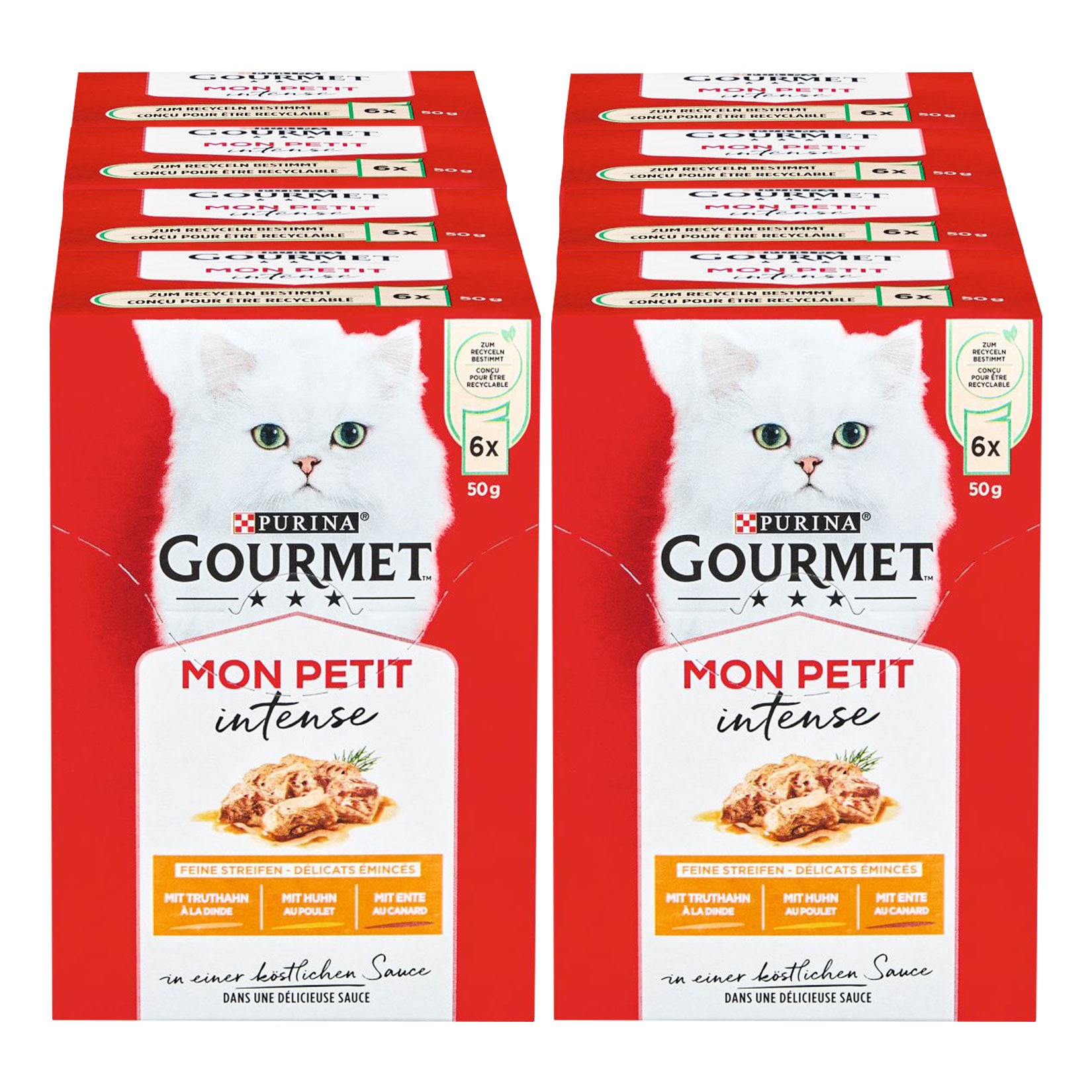 PURINA Gourmet Mon Petit intense Katzennassfutter mit Ente, Huhn und Truthahn 6 x 50 g, 8er Pack - Bild 1