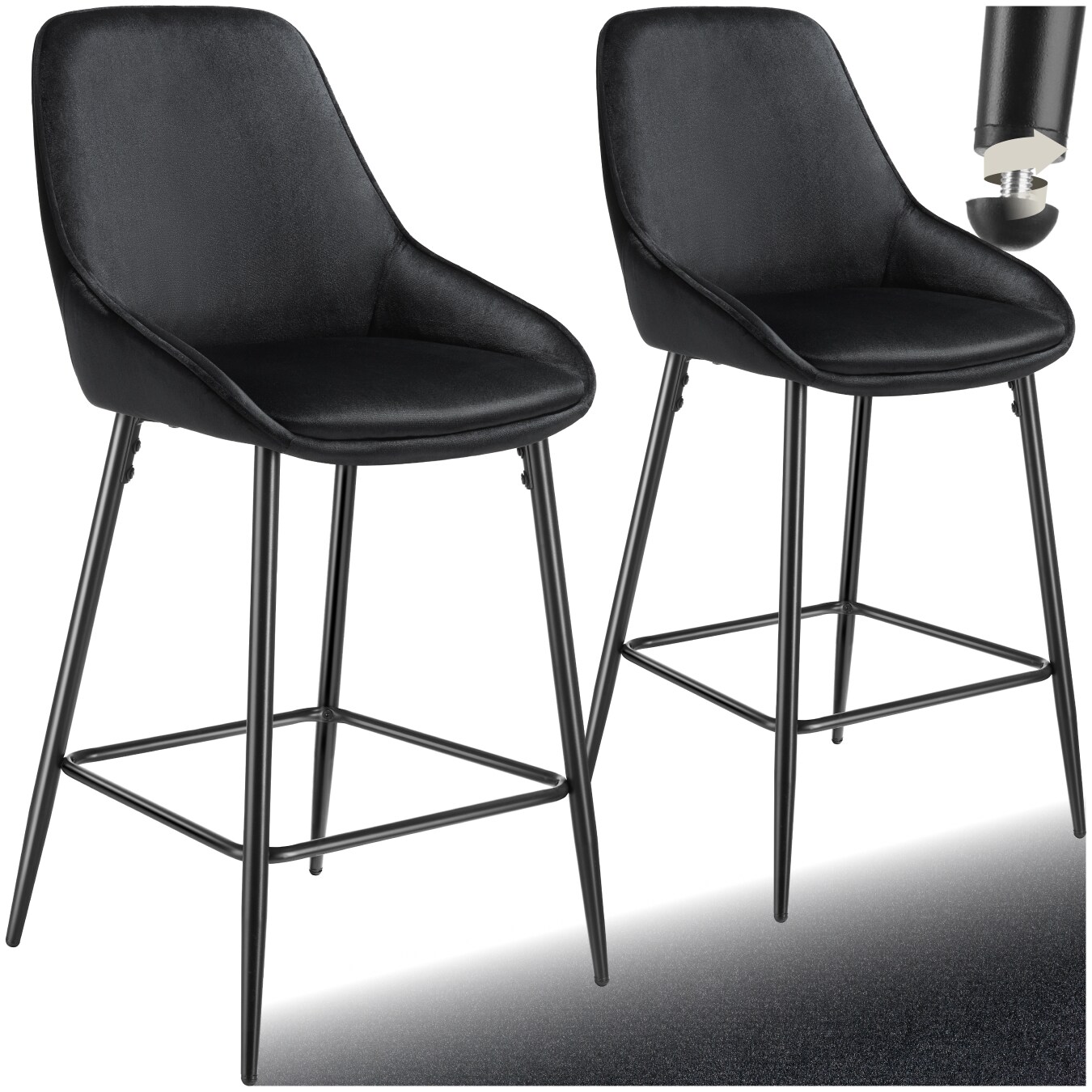tectake® Thekenstuhl, gepolstert, weicher Bezug, pulverbeschichtete Stahlbeine, 49 x 54 x 100 cm, Belastbarkeit 120 kg