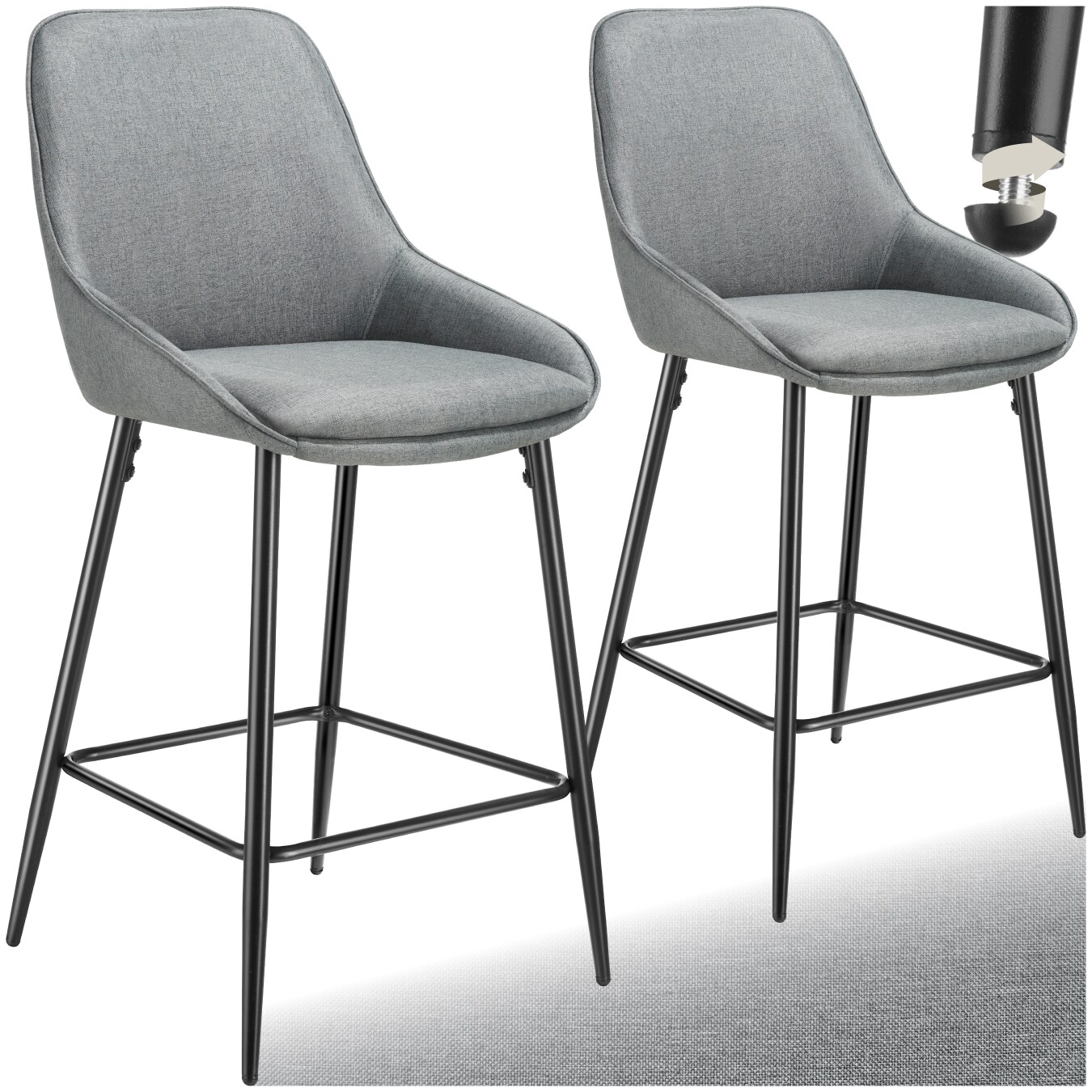 tectake® Thekenstuhl, gepolstert, weicher Bezug, pulverbeschichtete Stahlbeine, 49 x 54 x 100 cm, Belastbarkeit 120 kg