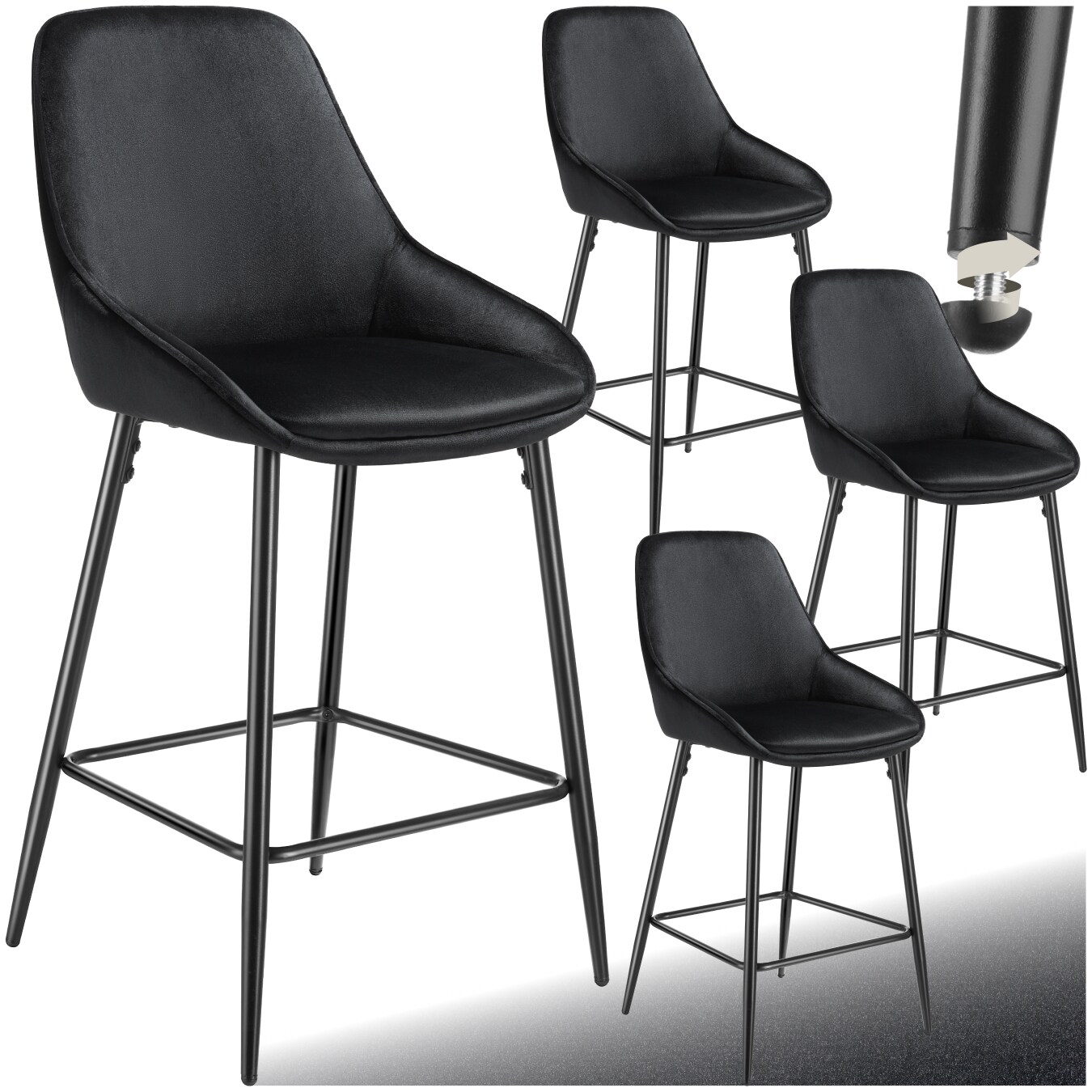 tectake® Thekenstuhl, gepolstert, weicher Bezug, pulverbeschichtete Stahlbeine, 49 x 54 x 100 cm, Belastbarkeit 120 kg