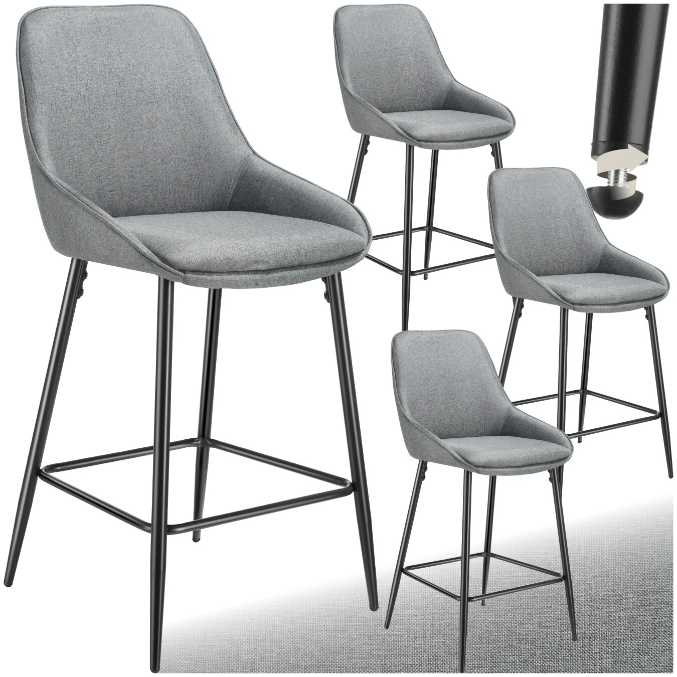 tectake® Thekenstuhl, gepolstert, weicher Bezug, pulverbeschichtete Stahlbeine, 49 x 54 x 100 cm, Belastbarkeit 120 kg