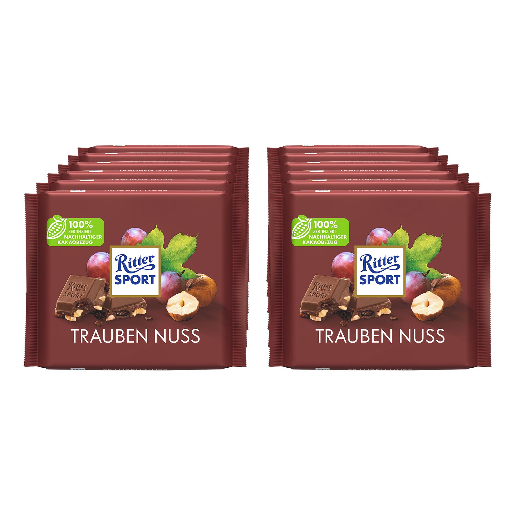 Ritter Sport Traube Nuss Tafelschokolade 100 g, 12er Pack
