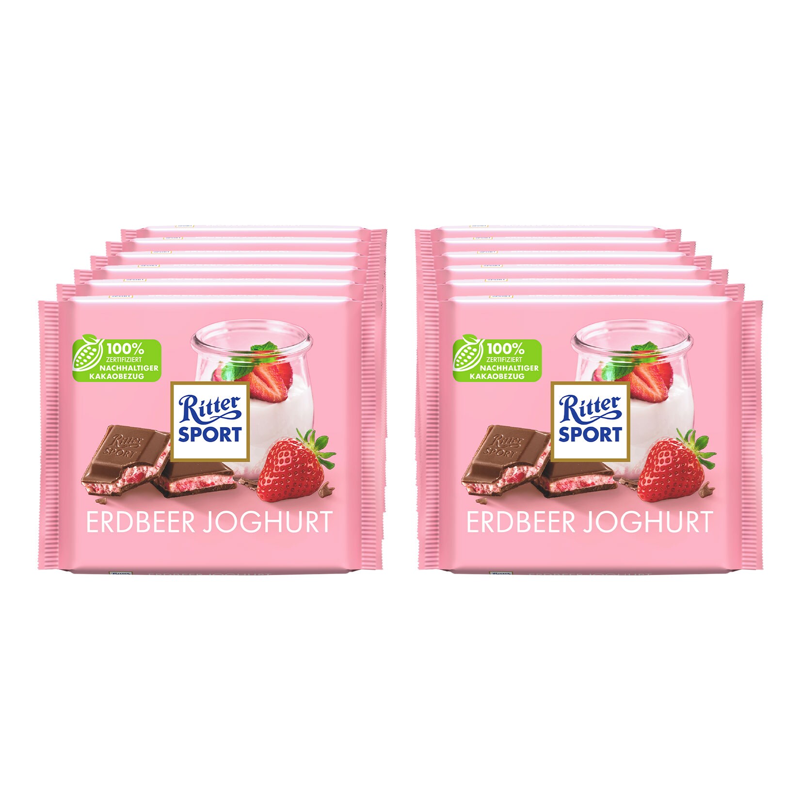 Ritter Sport Erdbeer Joghurt Schokolade 100 g, 12er Pack - Bild 1