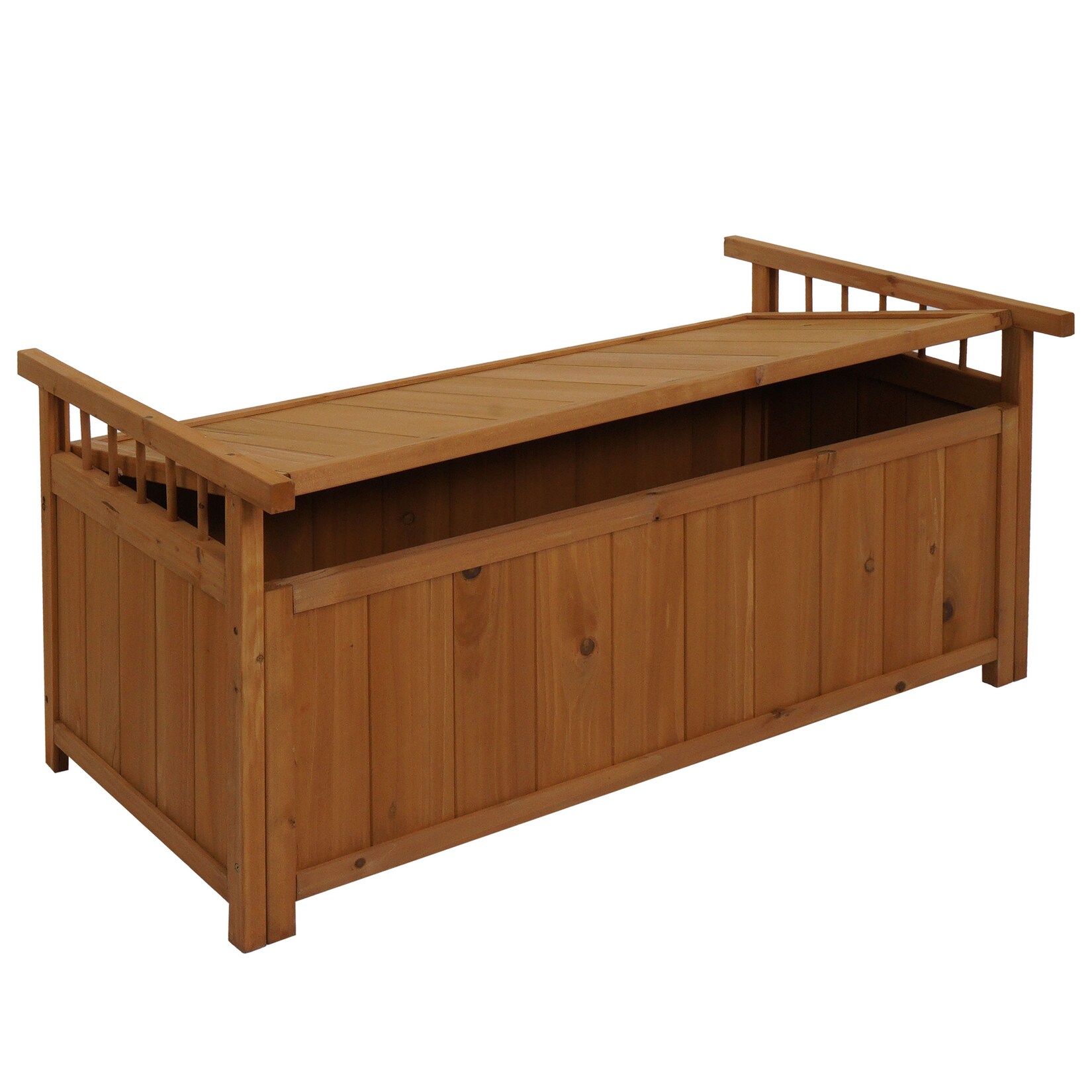 Aufbewahrungstruhe MCW-O13, Gartentruhe Auflagenbox Truhe, Tanne Holz MVG 53x108x60cm ~ natur | 04057651738222