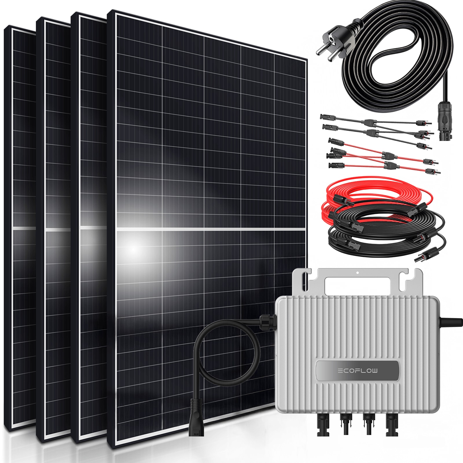 SUNNIVA Solaranlage Balkonkraftwerk 830 / 800W, Monokristallin, (mit 800W GROWATT NEO Micro Wechselrichter Wifi Bluetooth, upgradebar drosselbar, 2x415W, Solarmodule, 5m Kabel, Photovoltaikanlage, PV), Photovoltaikanlage Balkon Mini-PV Anlage
