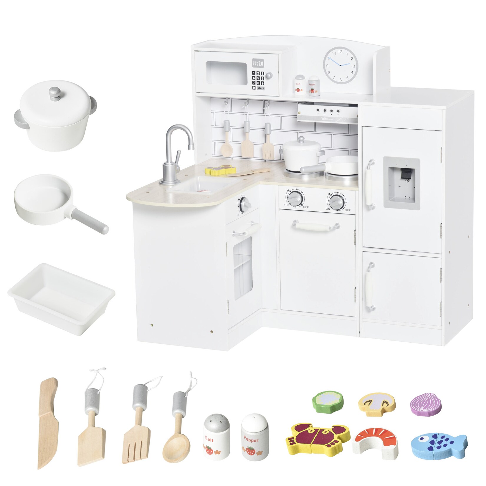 HOMCOM Kinderküche Kiefernholz, MDF | 04255633587138