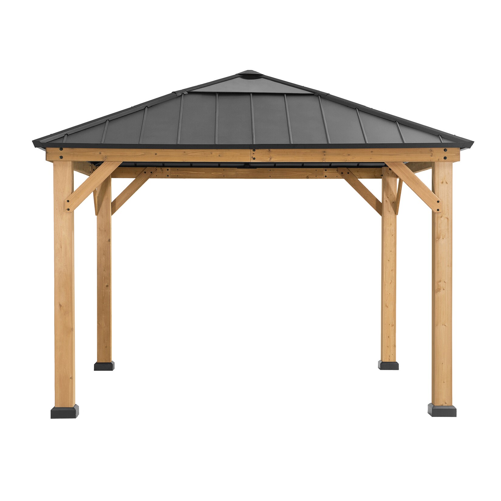 Sunjoy Zedernholz Gazebo PIRIN - 336cm x 336cm, anthrazit