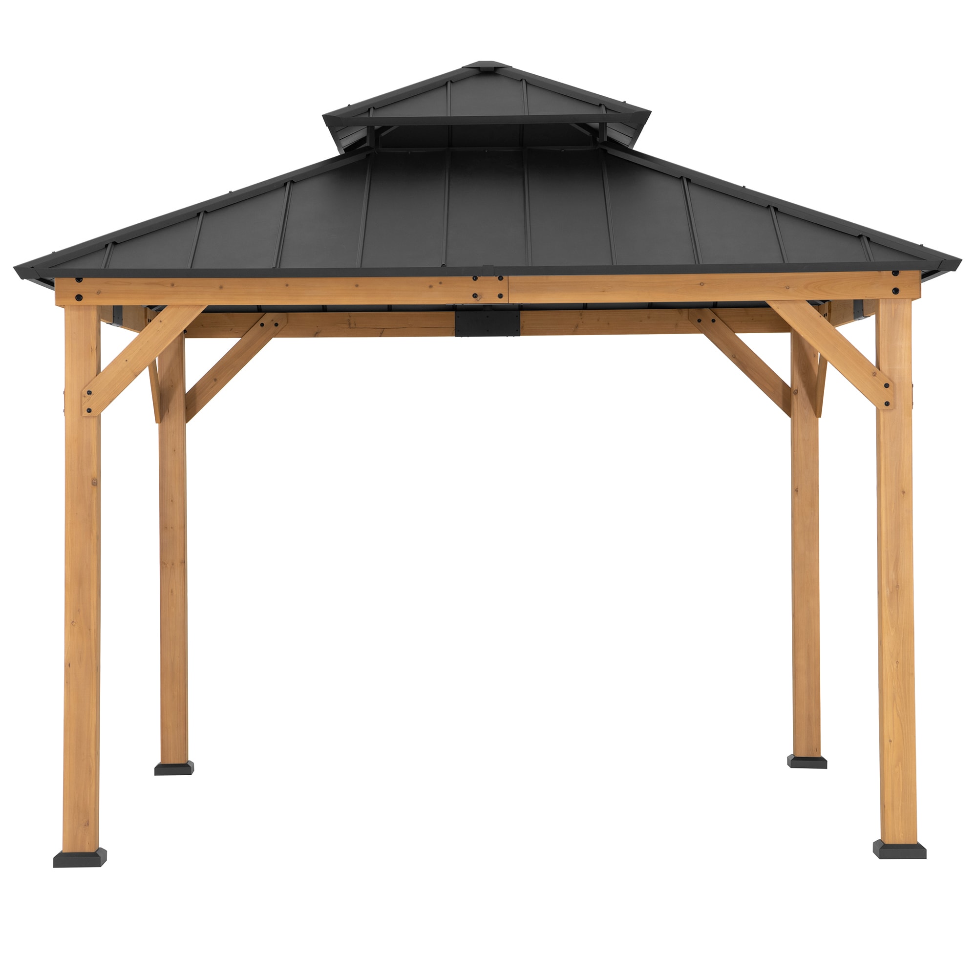 Sunjoy Pavillon Zedernholz Gazebo KAPS - 330cm x 330cm, anthrazit - Bild 1