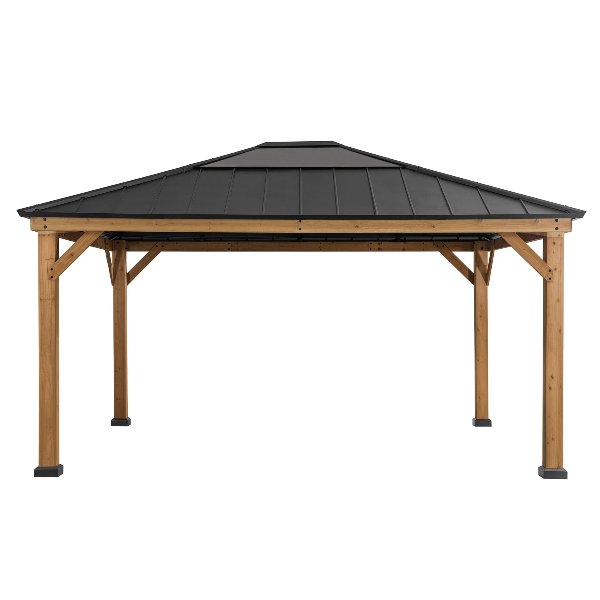 Sunjoy Zedernholz Gazebo ERNIR - 393cm x 452cm, anthrazit - Bild 1