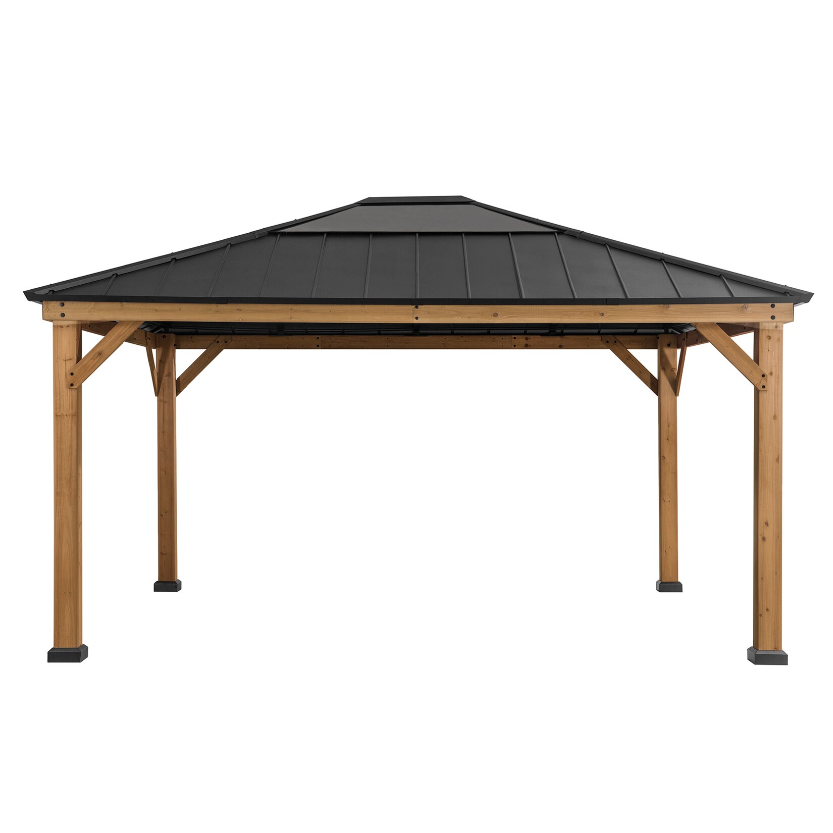 Sunjoy Zedernholz Gazebo ERNIR – 393cm x 452cm, anthrazit | 00047793315324