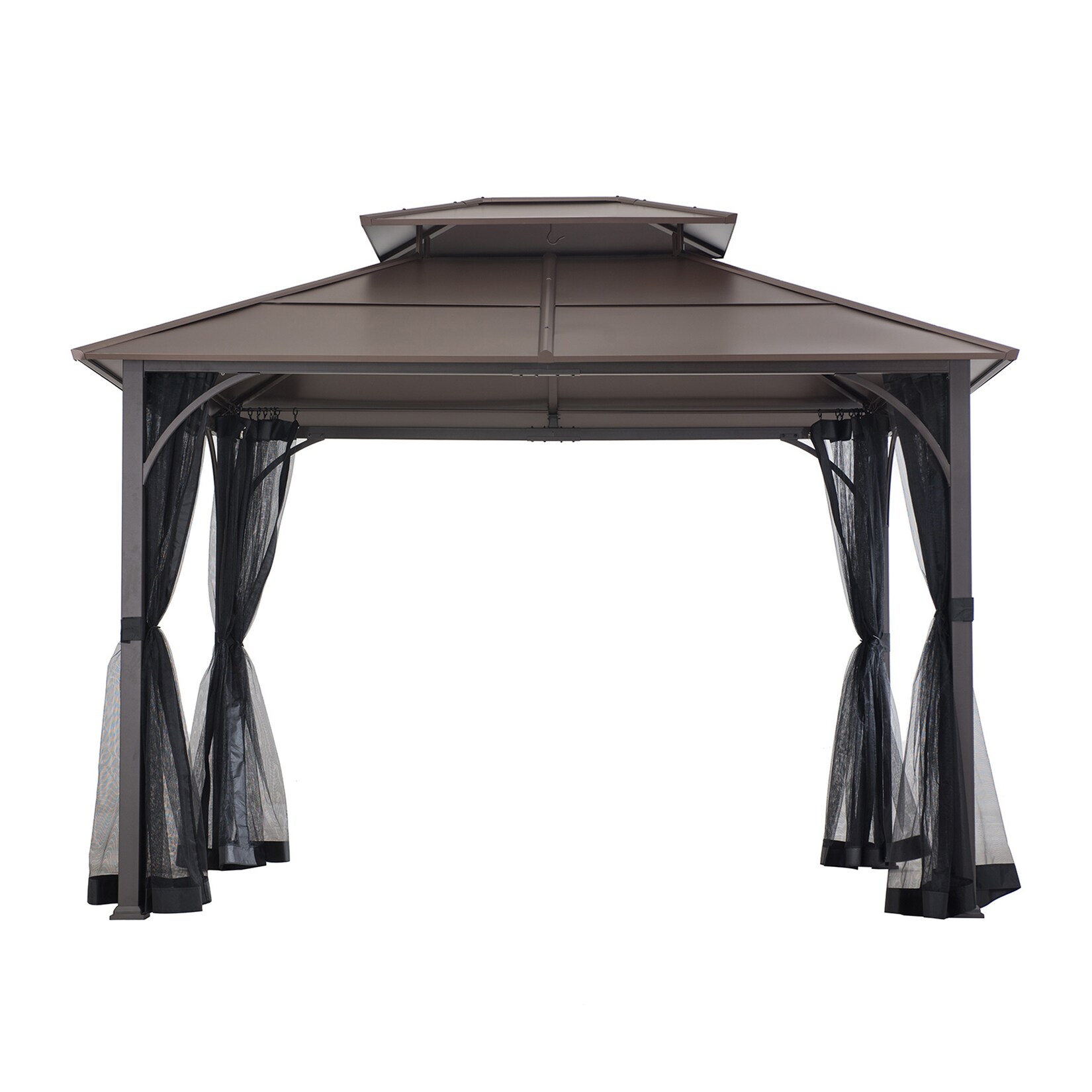 Sunjoy Pavillon Stahl Gazebo KALDI – 307cm x 366cm, braun | 00047793313467