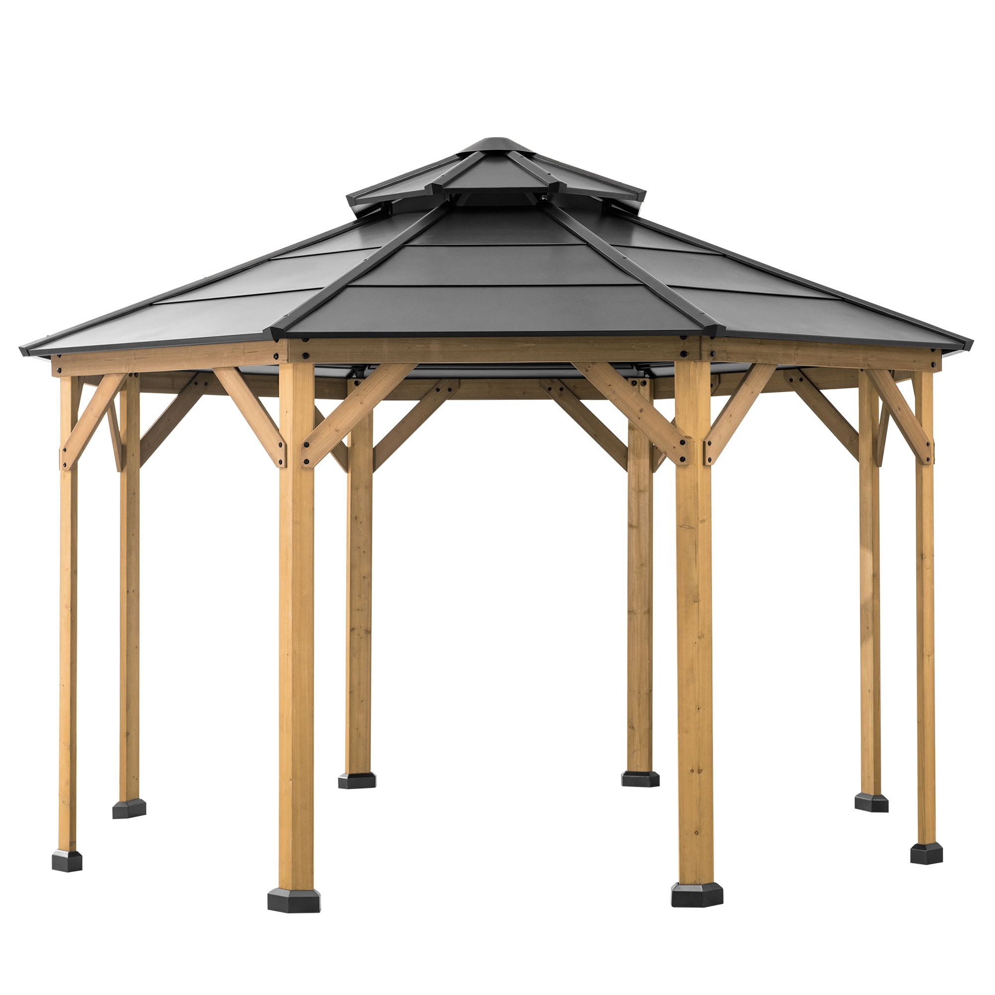 Sunjoy Pavillon Zedernholz Gazebo EGGI - 396cm x 396cm, anthrazit - Bild 1