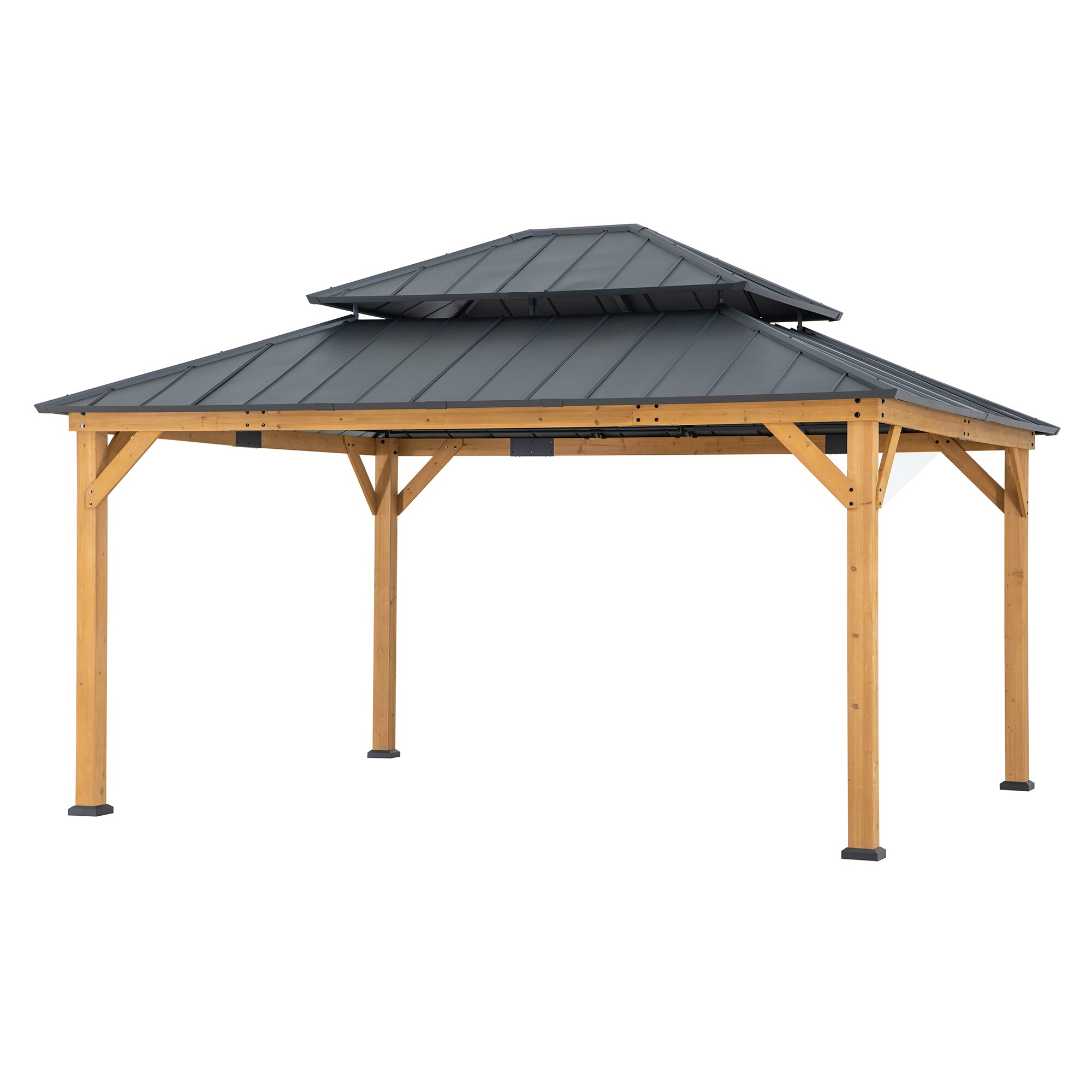Sunjoy Zedernholz Gazebo TRIVOR - 390cm x 450cm, anthrazit - Bild 1
