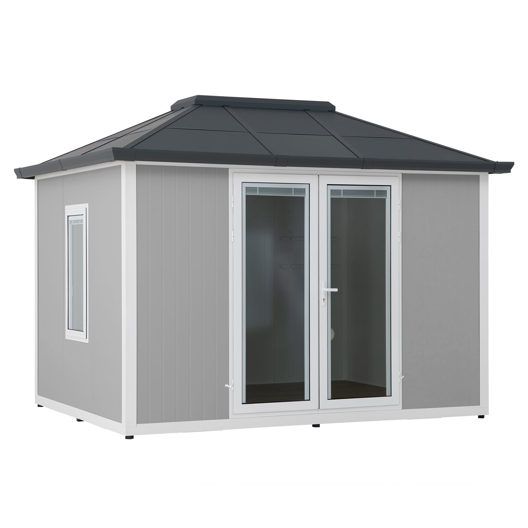 Sunjoy Alu/Stahl Gartenhaus RIGA - 302cm x 386cm, grau - Bild 1