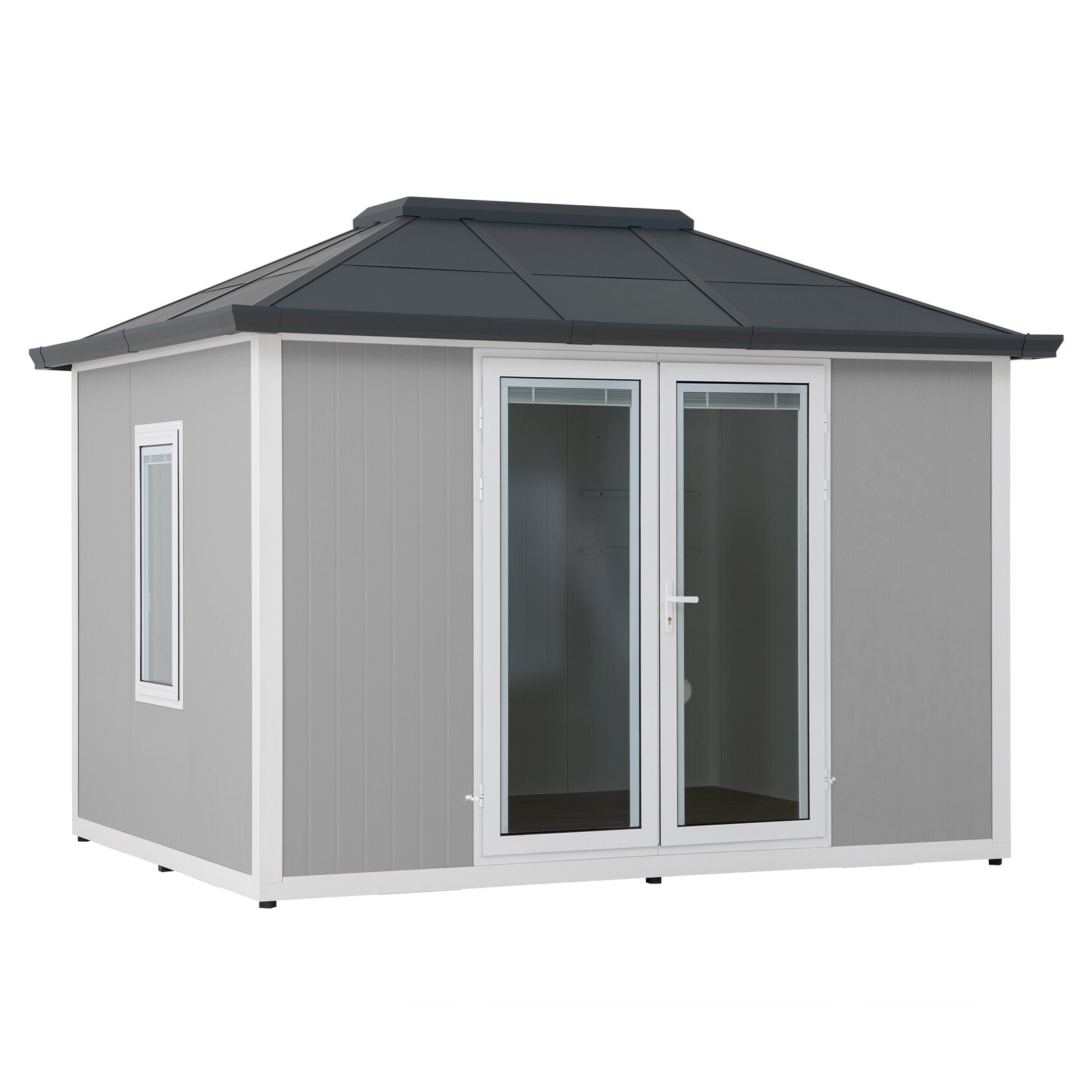 Sunjoy Alu/Stahl Gartenhaus RIGA - 302cm x 386cm, grau