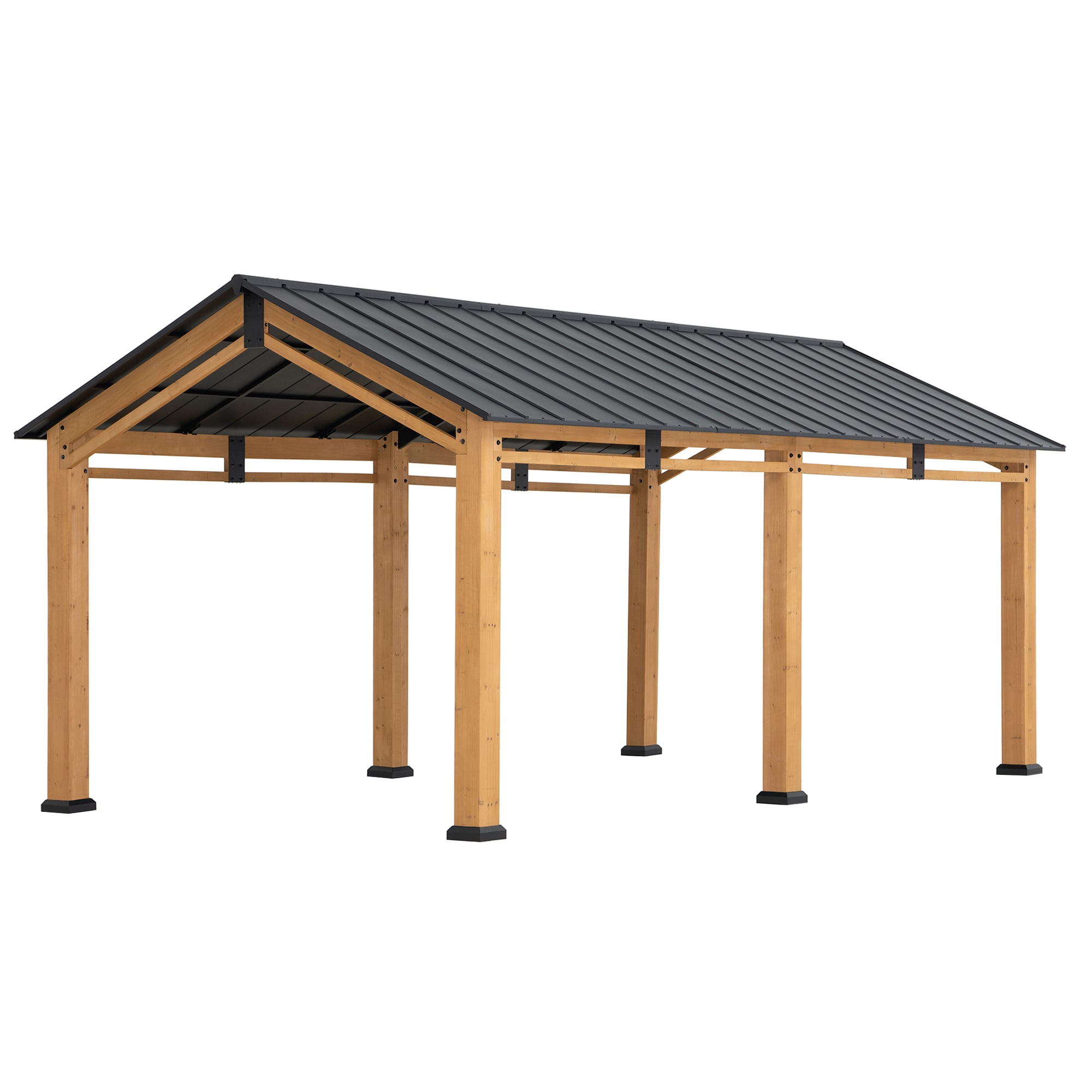 Sunjoy Zedernholz Carport DIRAN - 336cm x 603cm, anthrazit - Bild 1