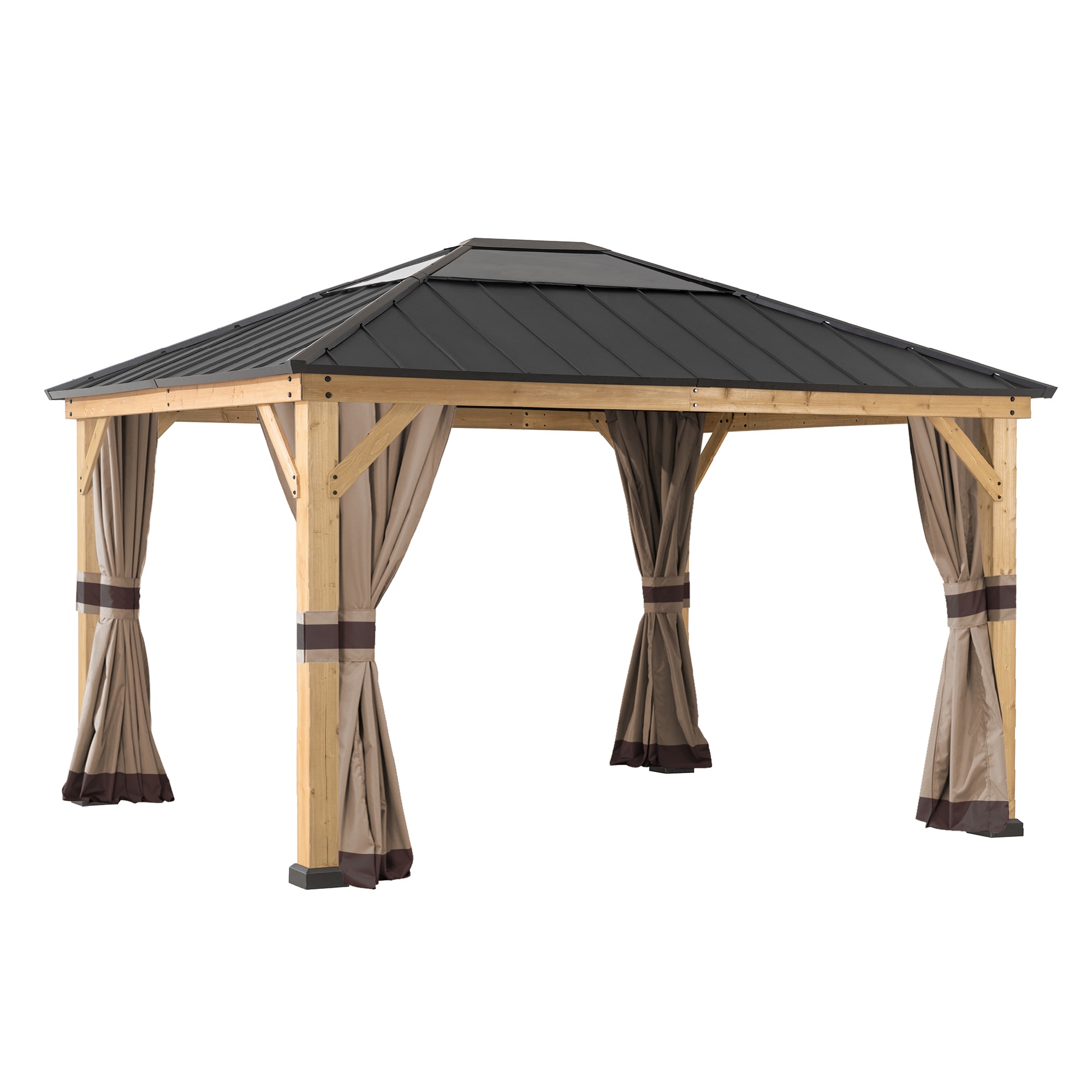 Sunjoy Vorhang f&uuml;r Zedernholz Gazebo 336cm x 336cm - Bild 1