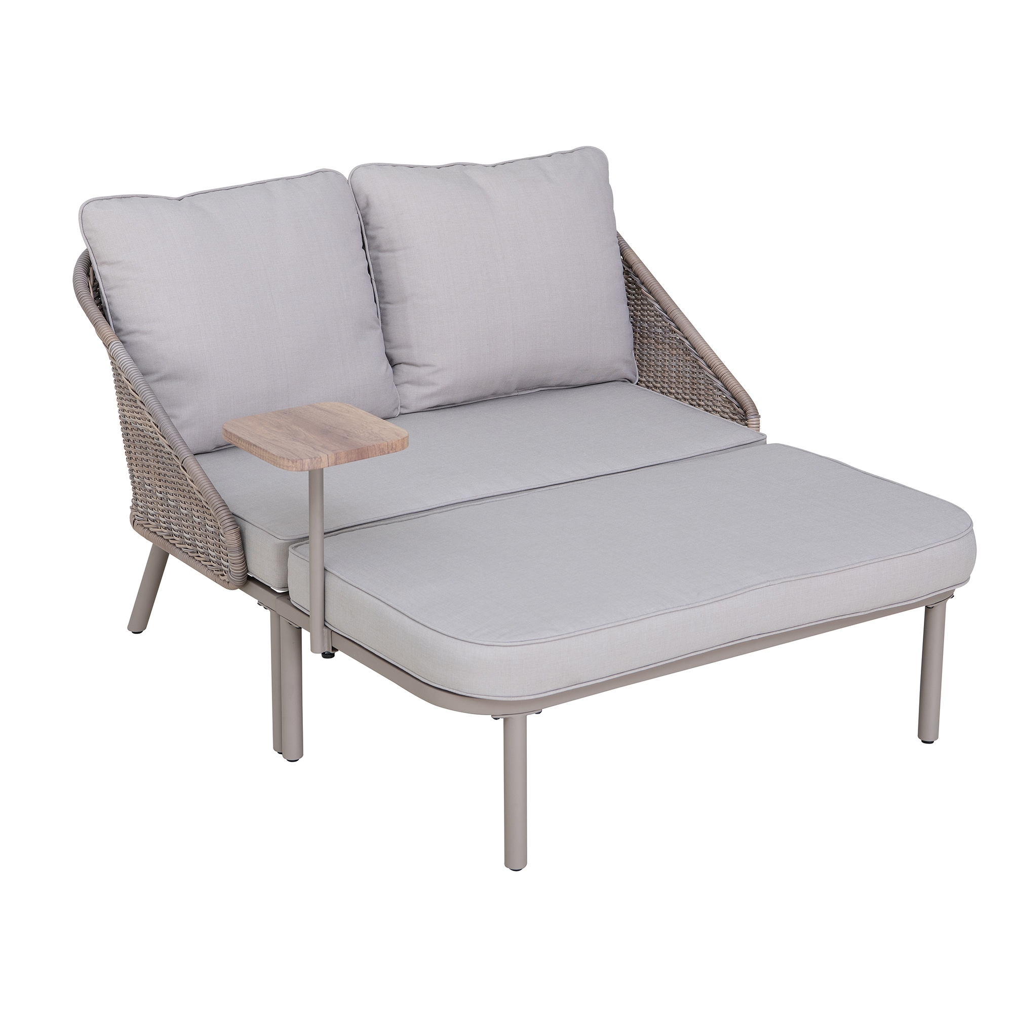 Sunjoy Stahl/Rattan Garten Tagesbett PORTO - 142cm x 128cm, grau - Bild 1