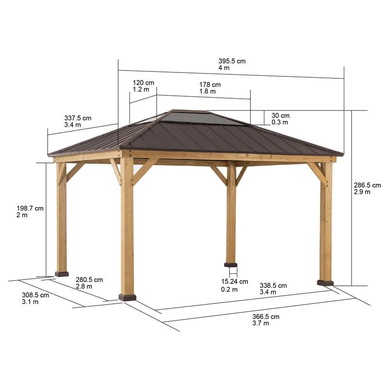 Sunjoy Zedernholz Gazebo BRURI - 336cm x 394cm, braun - Bild 1