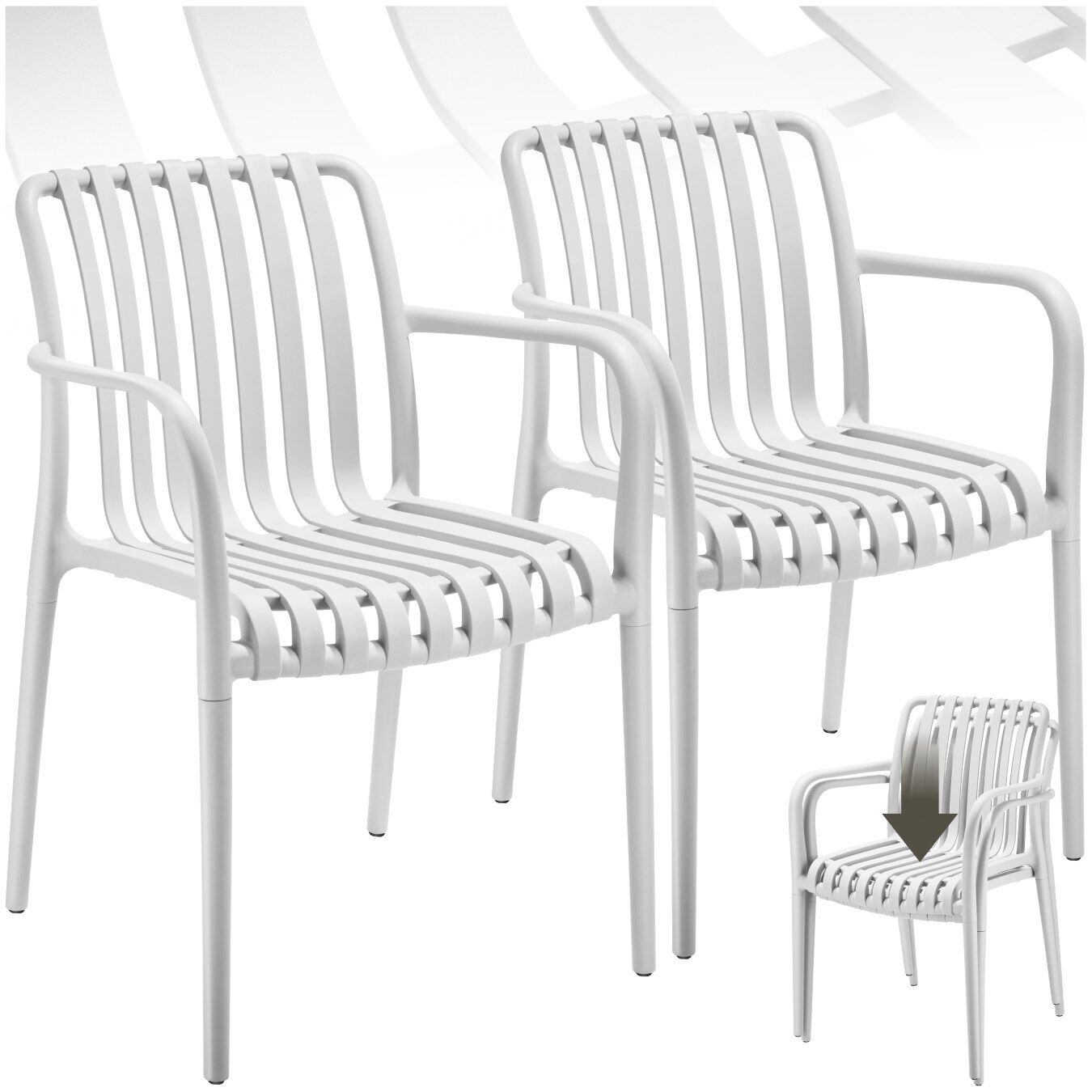 tectake&reg; Gartenst&uuml;hle, wetterfest und UV-best&auml;ndig, rutschfeste Gummischoner, 54,5 x 58 x 80,5 cm, Belastbarkeit 120 kg - Bild 1