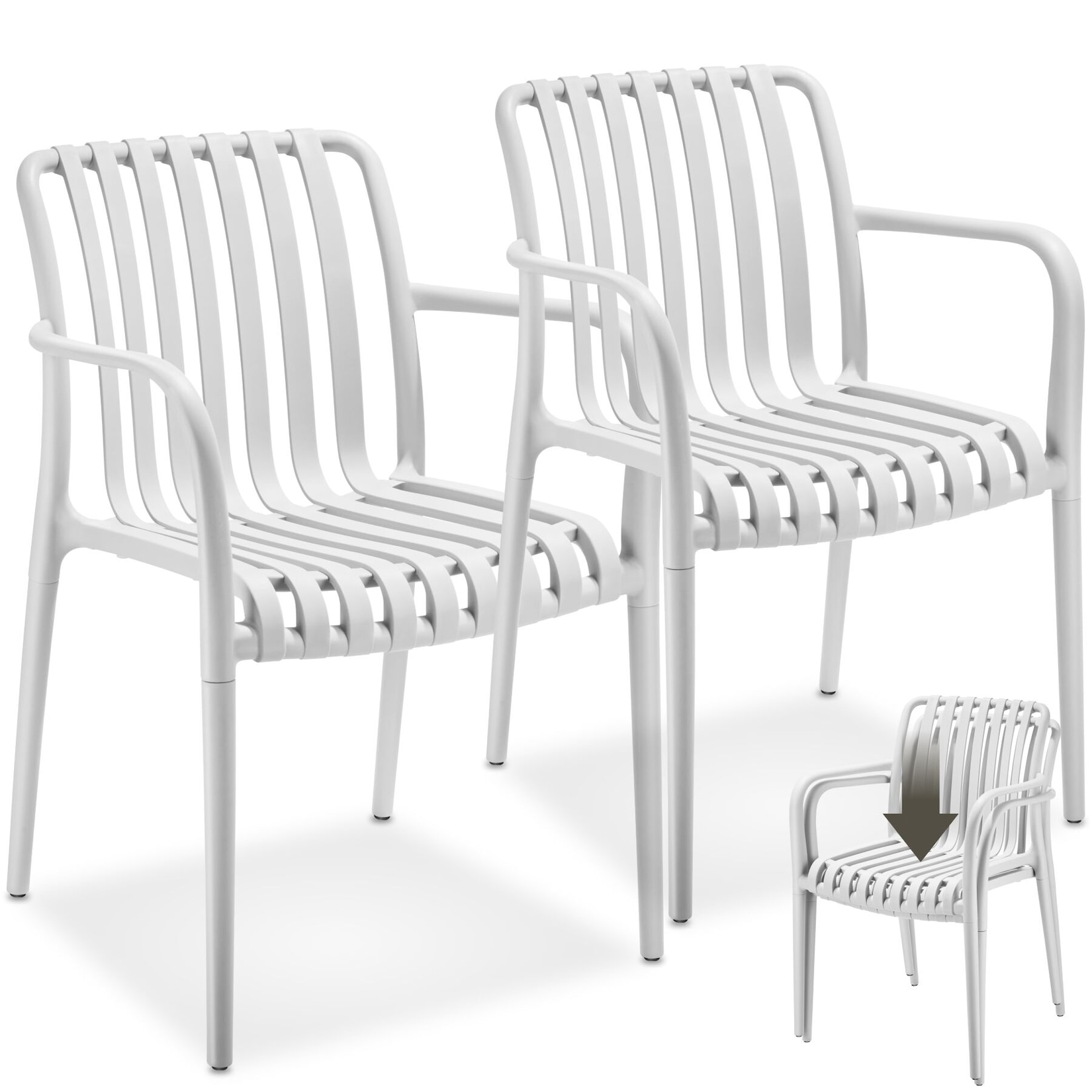 tectake® Gartenstühle, wetterfest und UV-beständig, rutschfeste Gummischoner, 54,5 x 58 x 80,5 cm, Belastbarkeit 120 kg