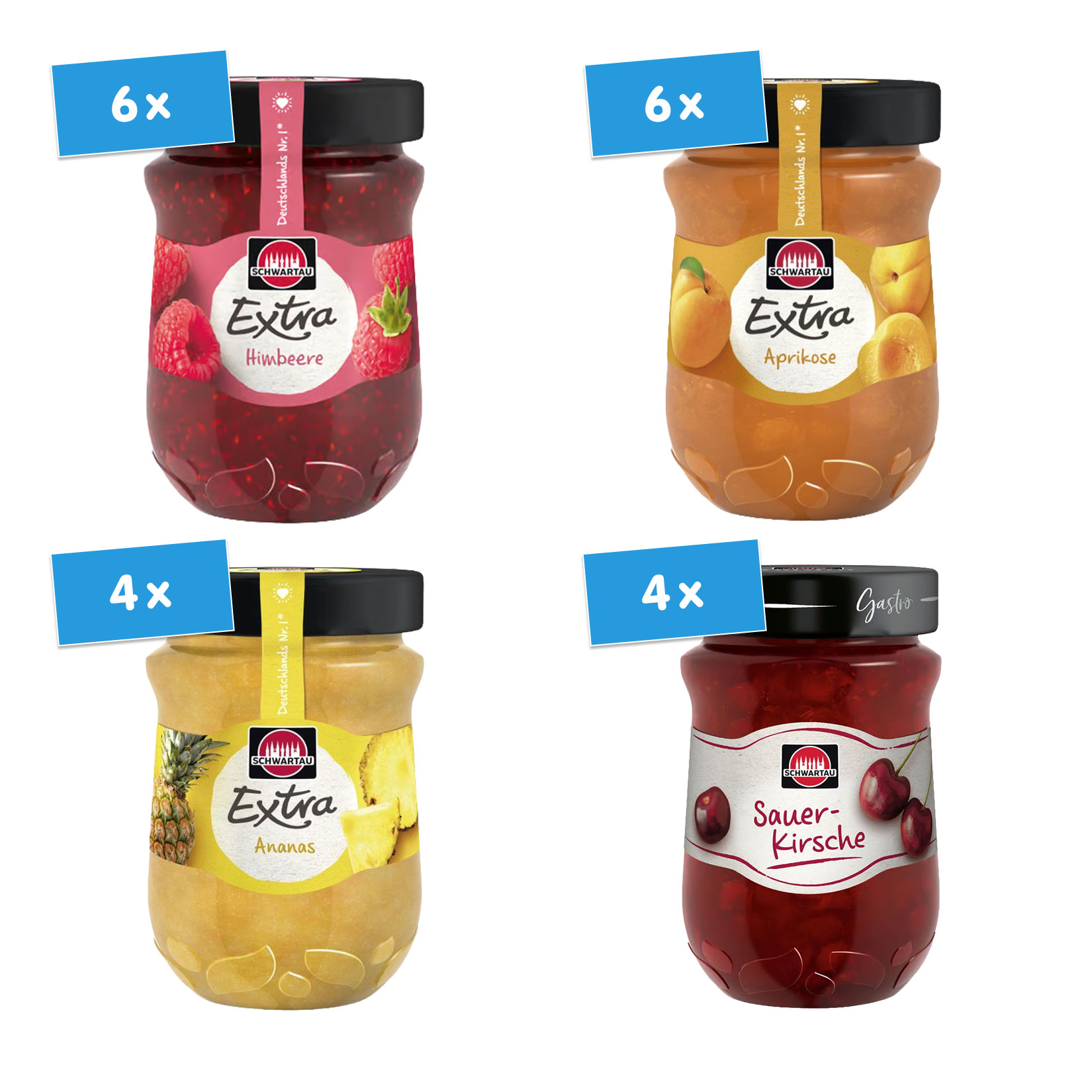 Schwartau Konfit&uuml;re Extra 340 g verschiedene Sorten, 20er Pack - Bild 1