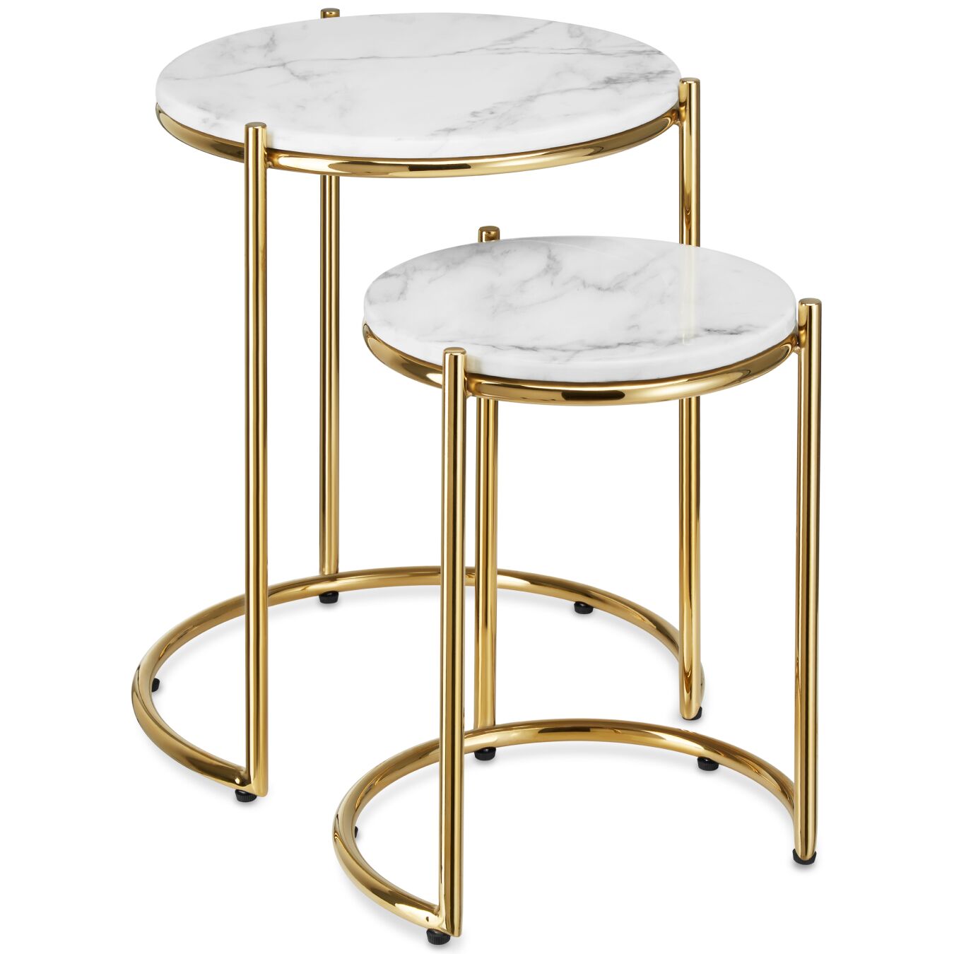 tectake&reg; Beistelltisch, hochwertige Marmorplatten, kein Aufbau, ineinander schiebbar - Bild 1