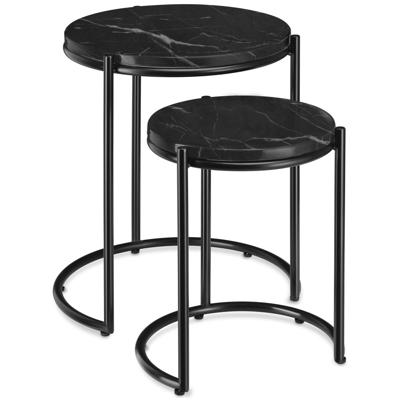 tectake® Beistelltisch, Platten in Marmoroptik, kein Aufbau, ineinander schiebbar