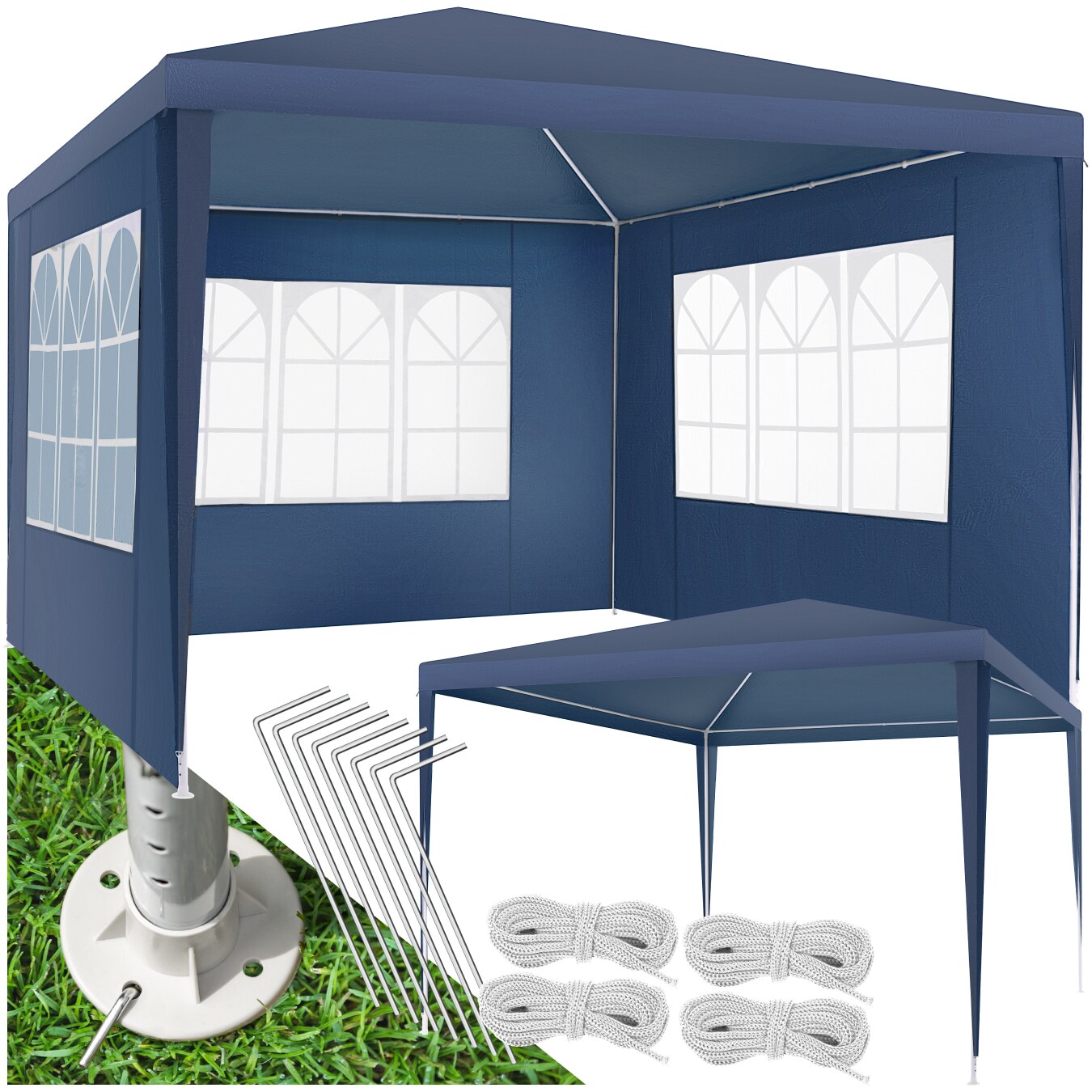 tectake® Pavillon, 3 x 3 m, im Stecksystem, mit UV-Schutz, wasserdicht