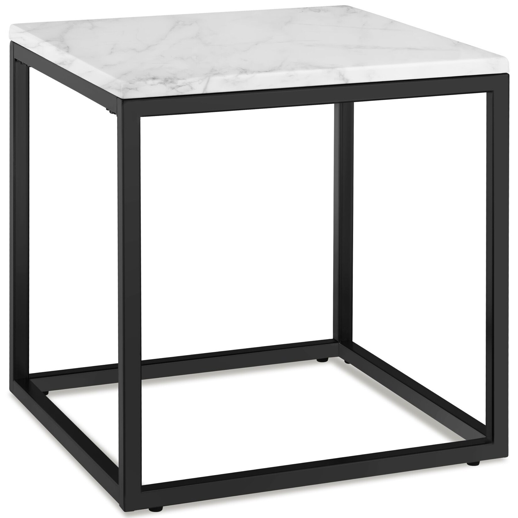 tectake® Beistelltisch, quadratisch, solides Stahlgestell, mit höhenverstellbaren Kunststofffüßen