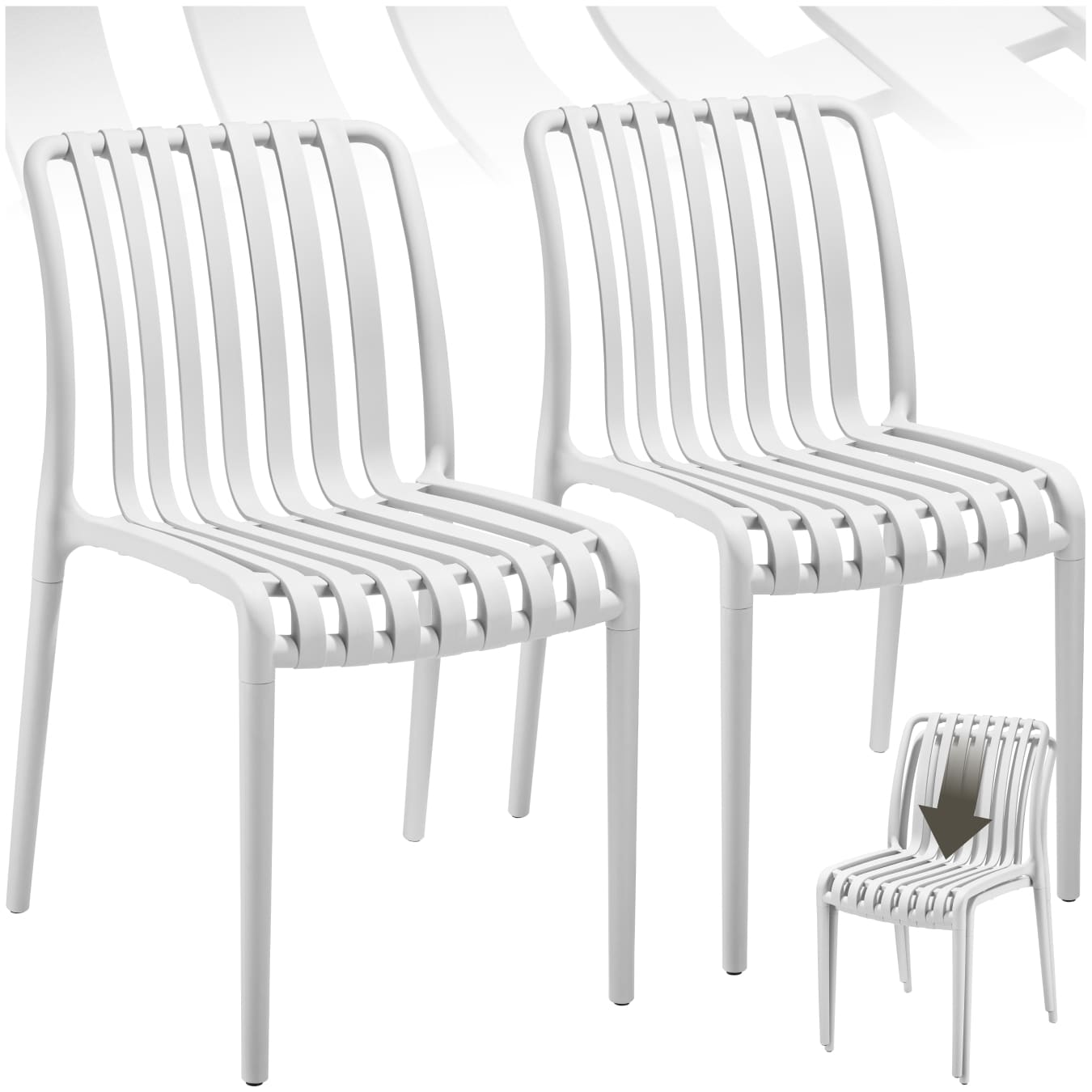 tectake® Gartenstühle, wetterfest und UV-beständig, rutschfeste Gummischoner, 47 x 58 x 80,5 cm, Belastbarkeit 110 kg