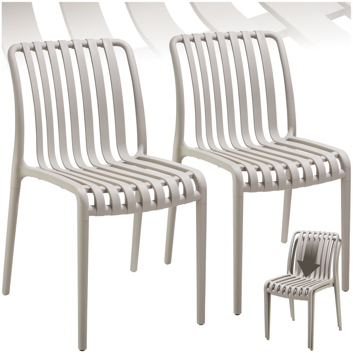 tectake® Gartenstühle, wetterfest und UV-beständig, rutschfeste Gummischoner, 47 x 58 x 80,5 cm, Belastbarkeit 110 kg
