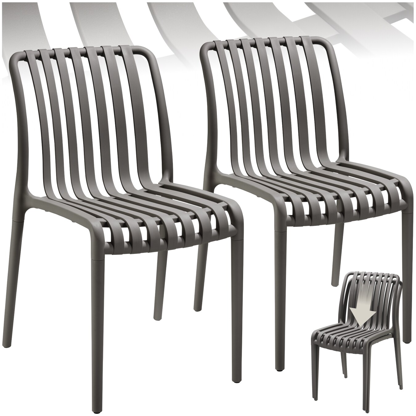 tectake® Gartenstühle, wetterfest und UV-beständig, rutschfeste Gummischoner, 47 x 58 x 80,5 cm, Belastbarkeit 110 kg