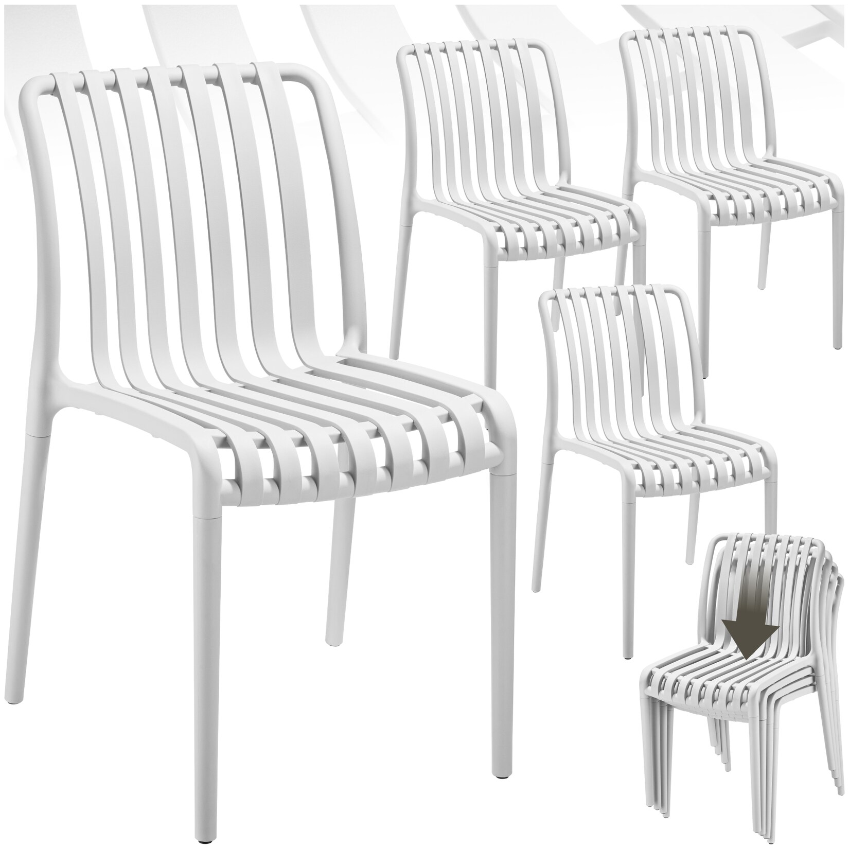 tectake® Gartenstühle, wetterfest und UV-beständig, rutschfeste Gummischoner, 47 x 58 x 80,5 cm, Belastbarkeit 110 kg